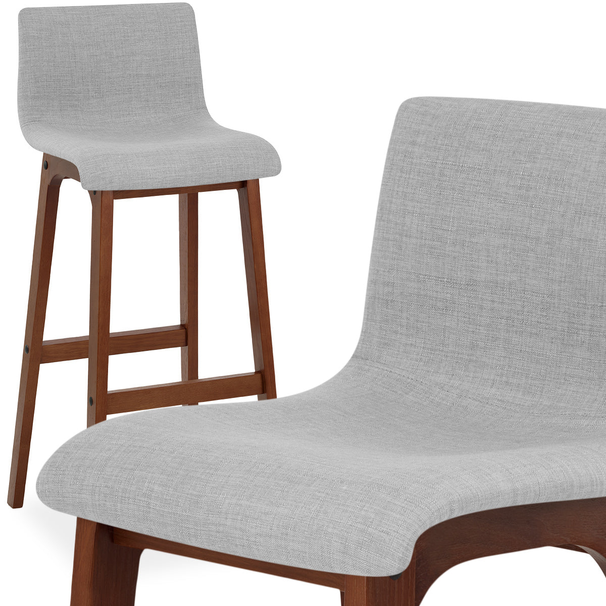 Stoff Barhocker Walnuss - Drift Grau