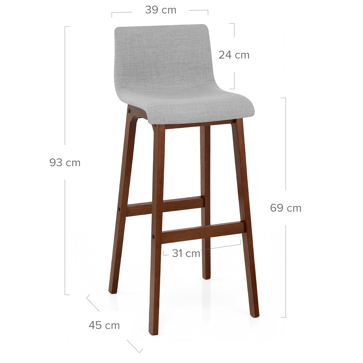 Stoff Barhocker Walnuss - Drift Grau