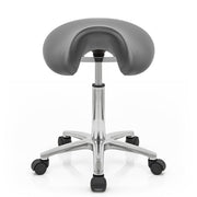 Sgabello con rotelle Ecopelle Cromato - Deluxe Saddle Grigio