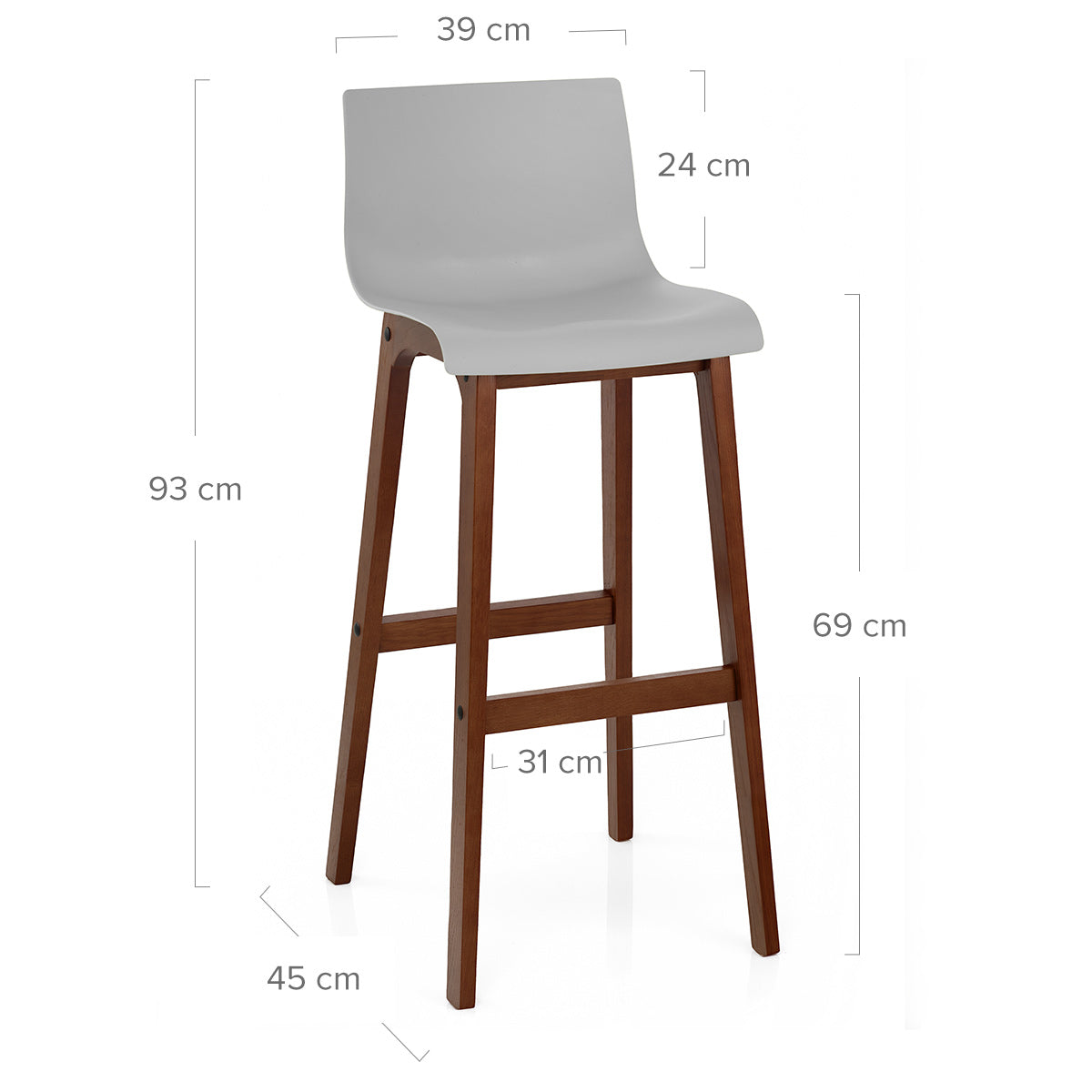 Barhocker Walnuss - Drift ABS Grau