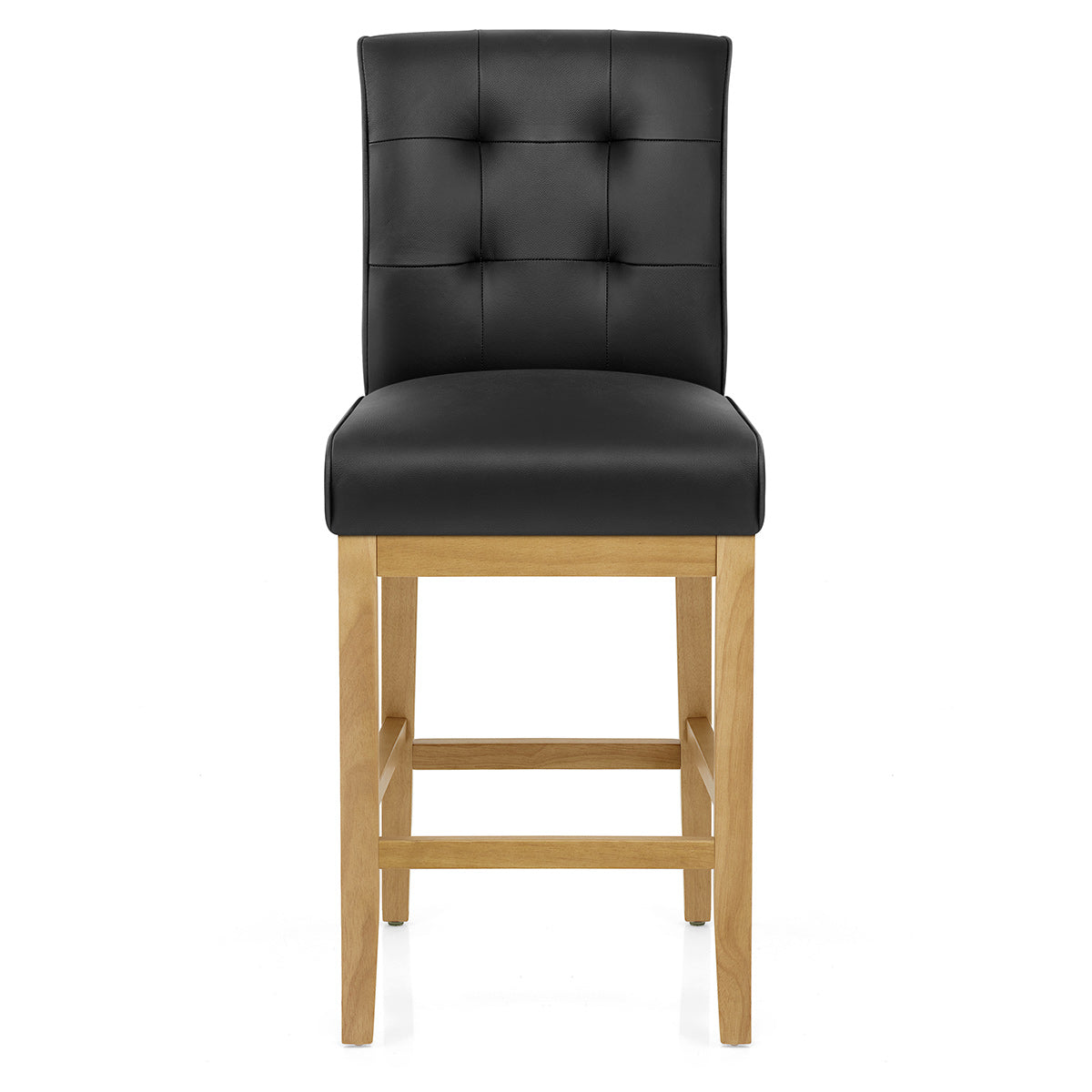 Sgabello Vera Pelle Legno - Ashby Nero