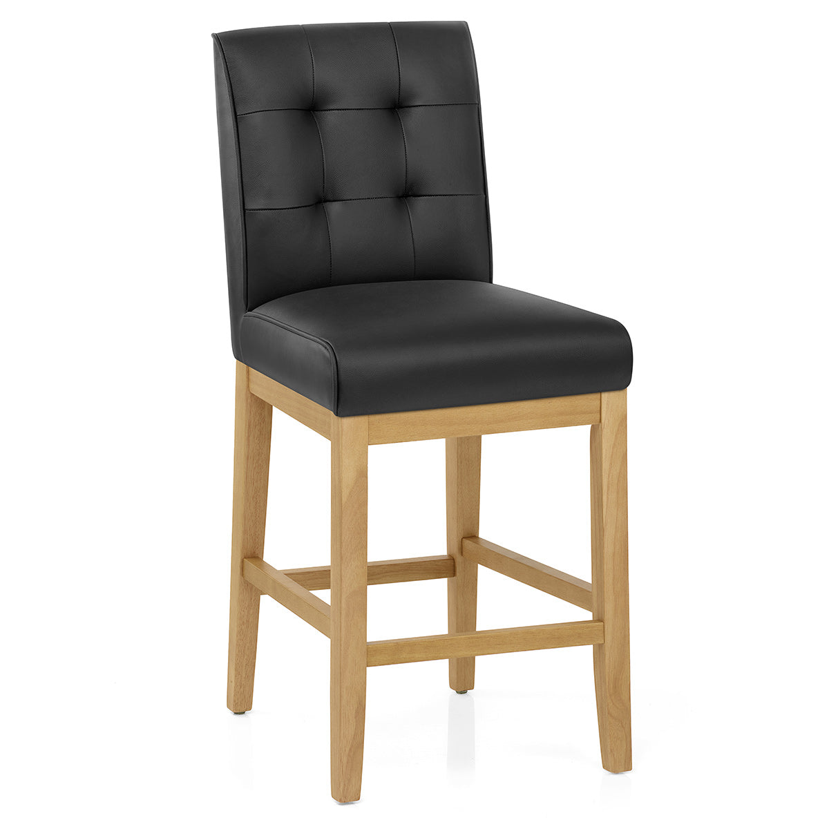 Sgabello Vera Pelle Legno - Ashby Nero