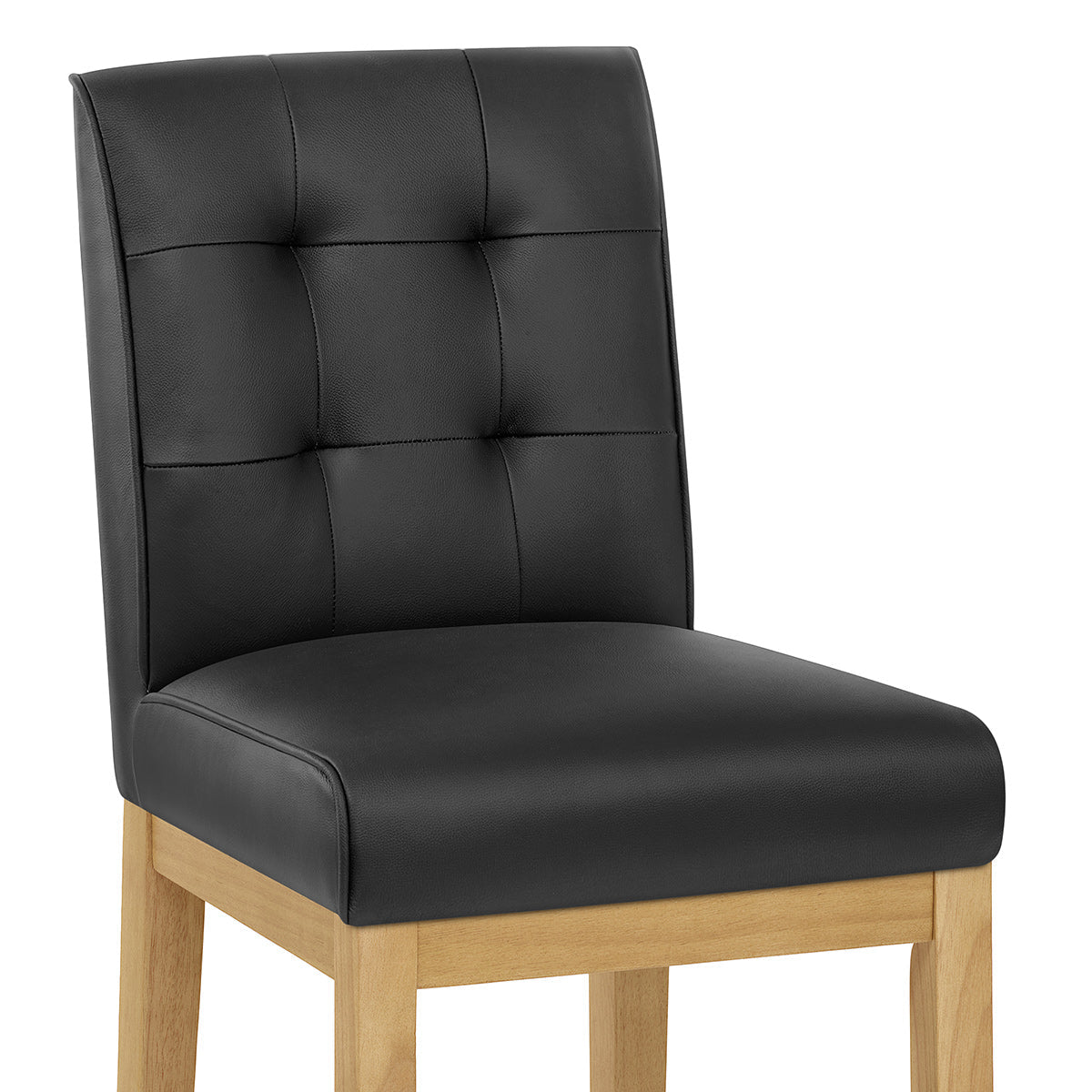 Sgabello Vera Pelle Legno - Ashby Nero