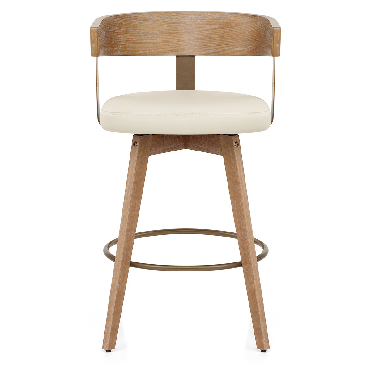Echtleder Barhocker Eiche - Roman Beige