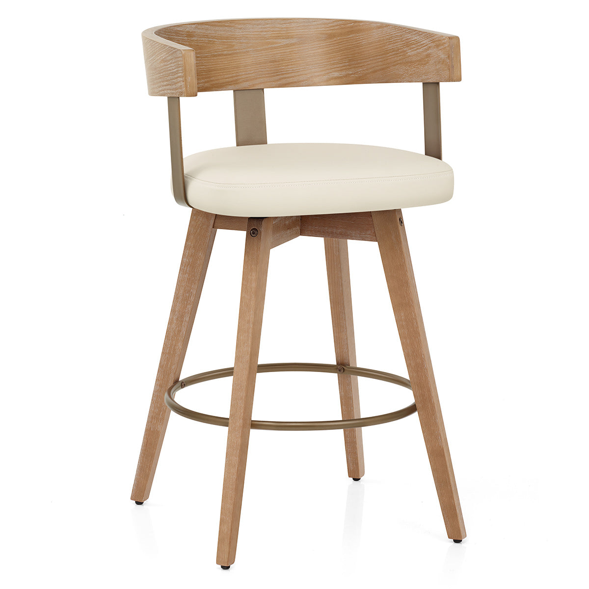 Echtleder Barhocker Eiche - Roman Beige