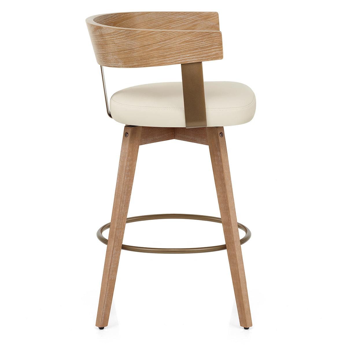 Echtleder Barhocker Eiche - Roman Beige