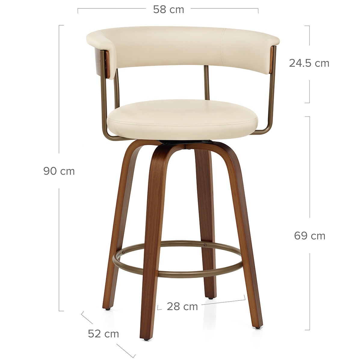 Barhocker Kunstleder Walnuss  - Costa Beige