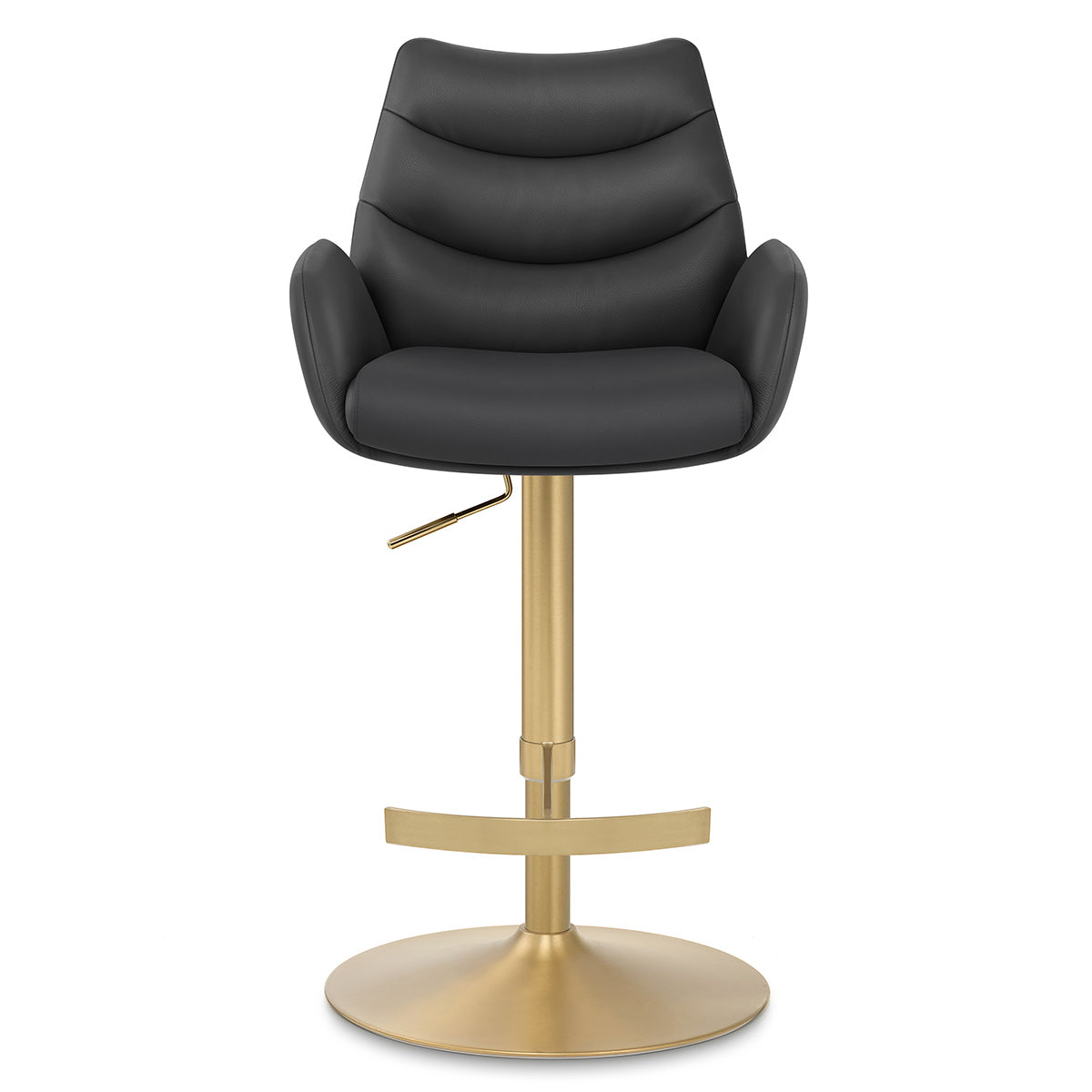 Barhocker Echtleder Gold - Seville Schwarz