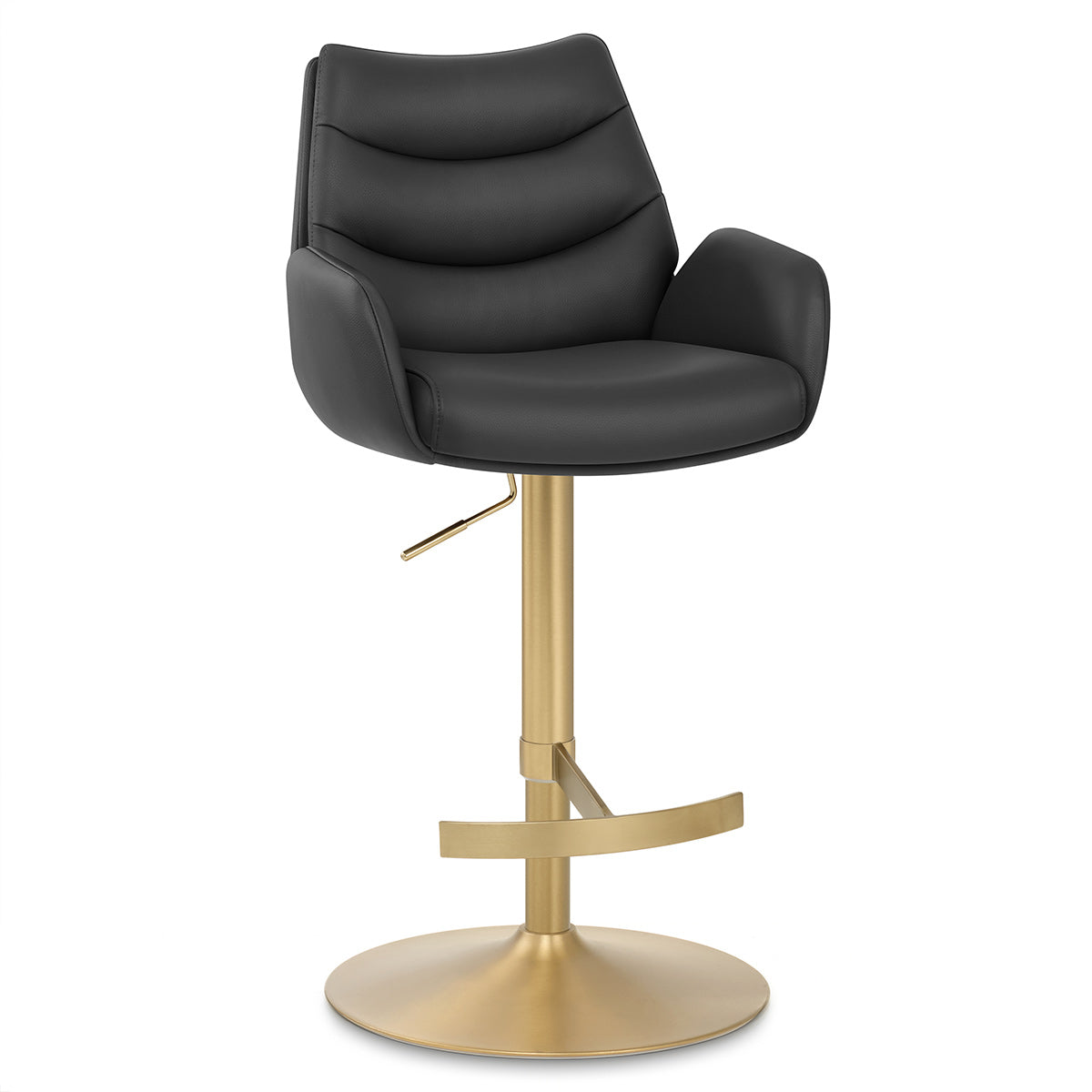 Barhocker Echtleder Gold - Seville Schwarz