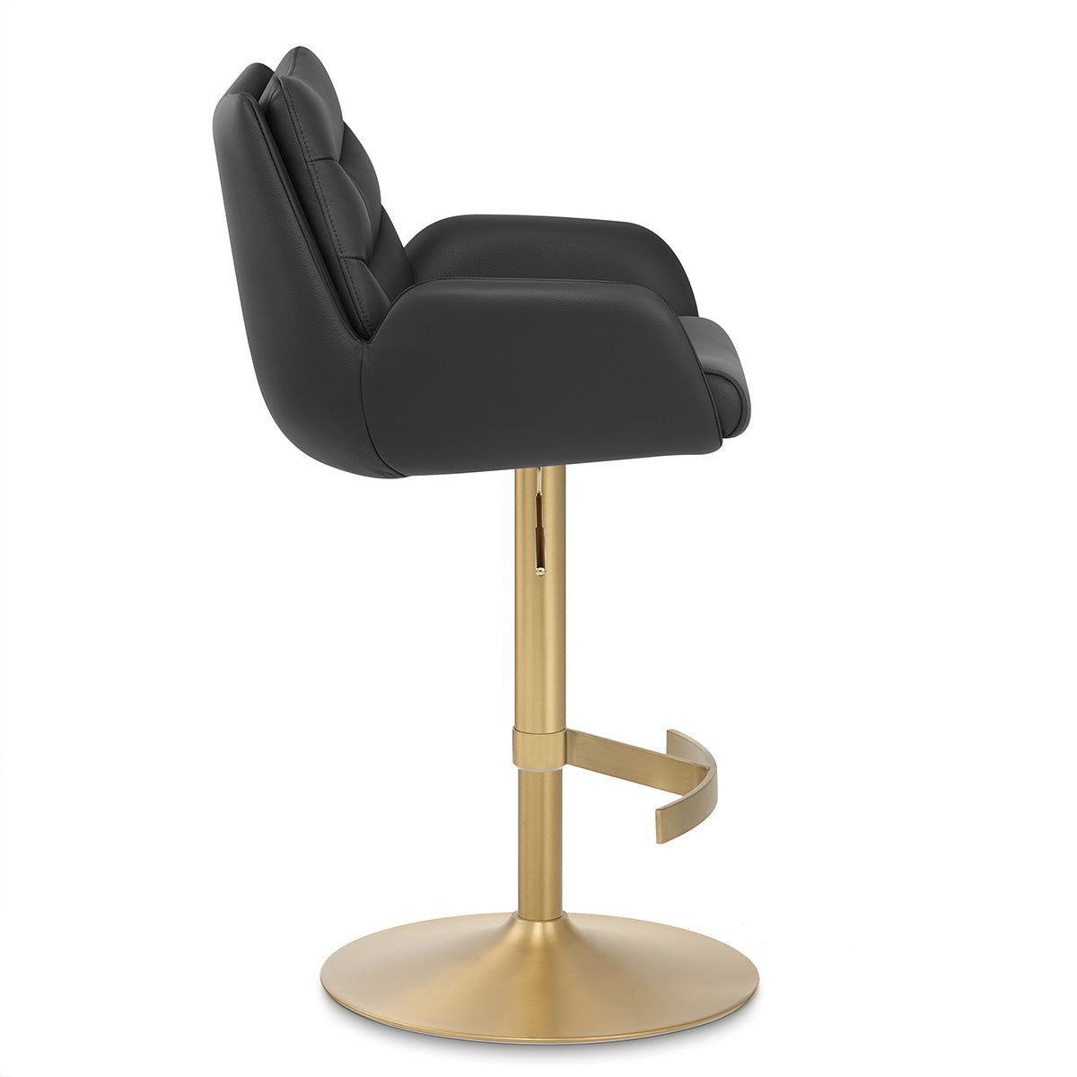 Barhocker Echtleder Gold - Seville Schwarz