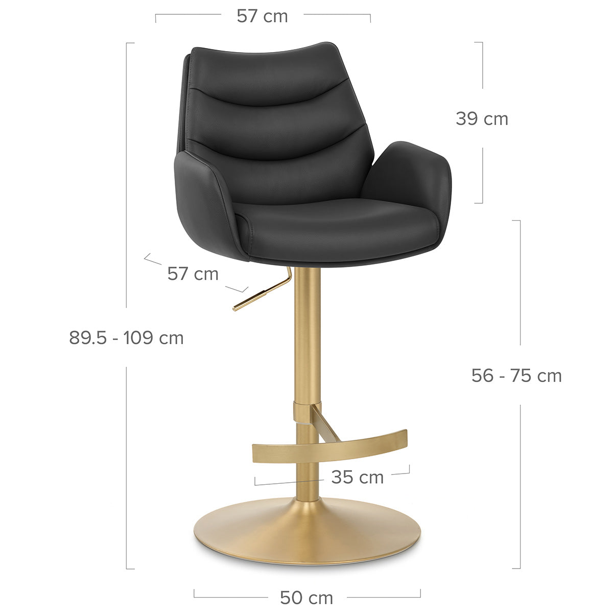 Barhocker Echtleder Gold - Seville Schwarz