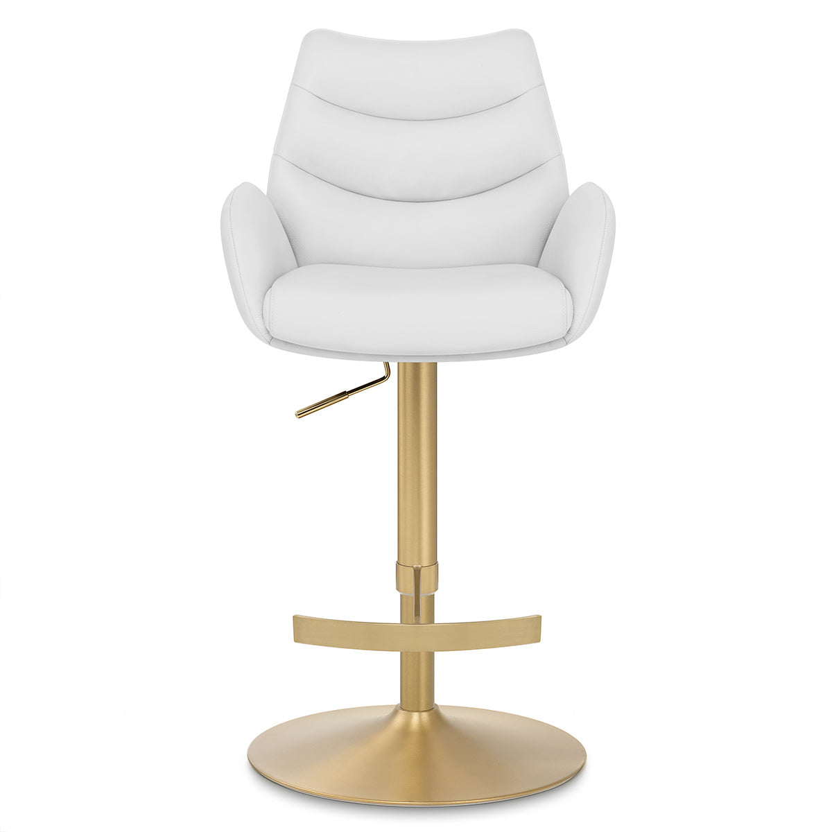 Barhocker Echtleder Gold - Seville Weiß
