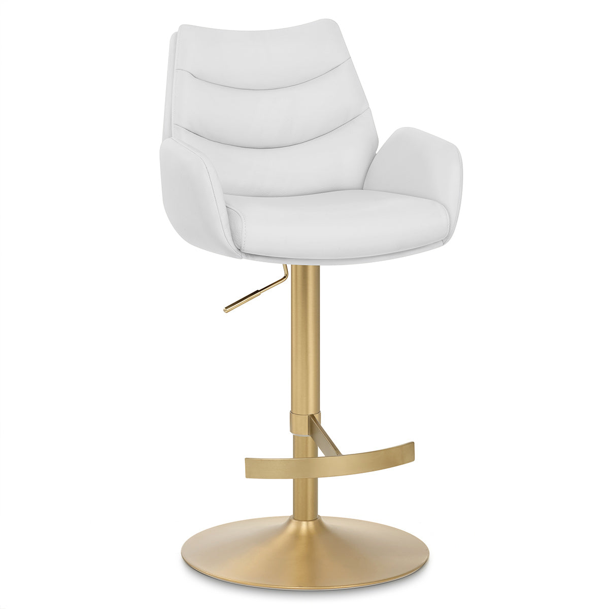 Barhocker Echtleder Gold - Seville Weiß