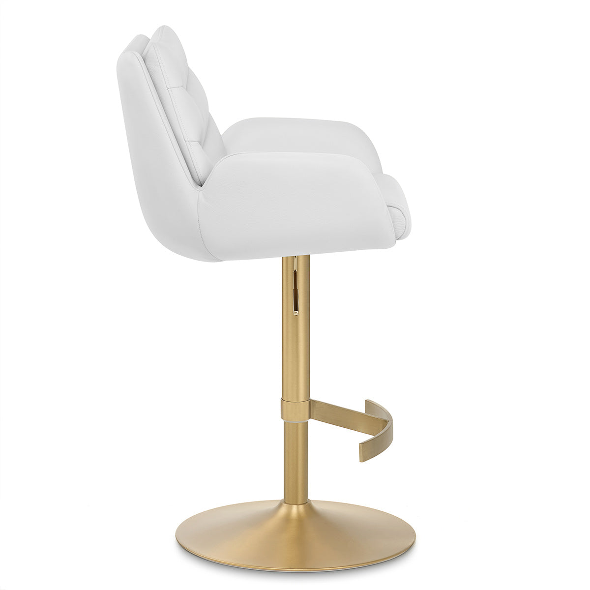 Barhocker Echtleder Gold - Seville Weiß