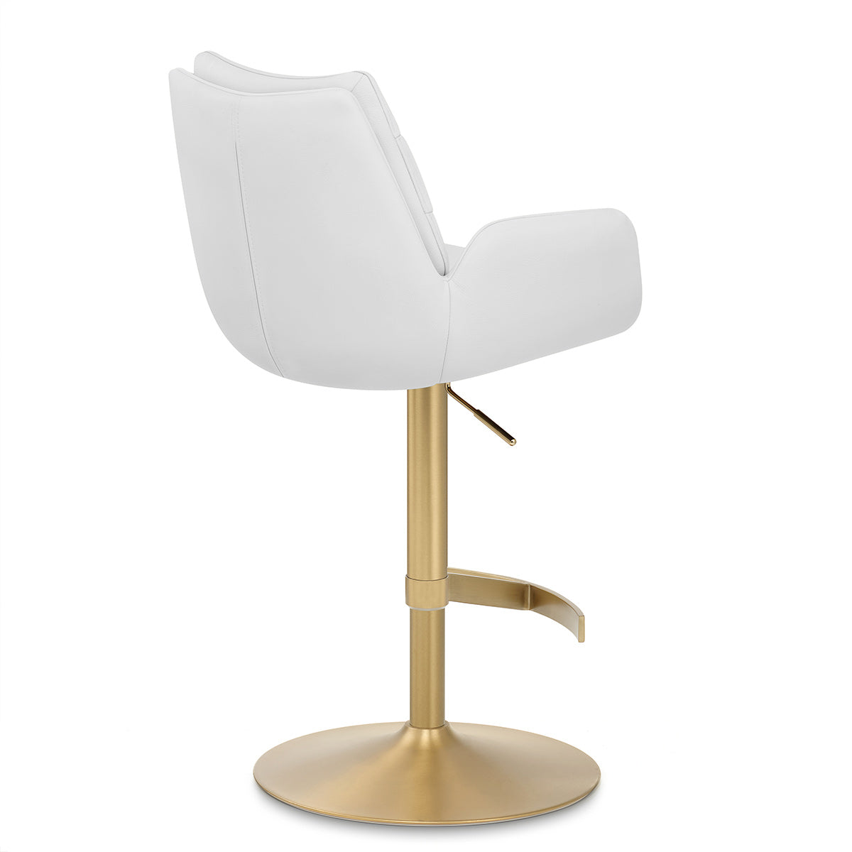 Barhocker Echtleder Gold - Seville Weiß