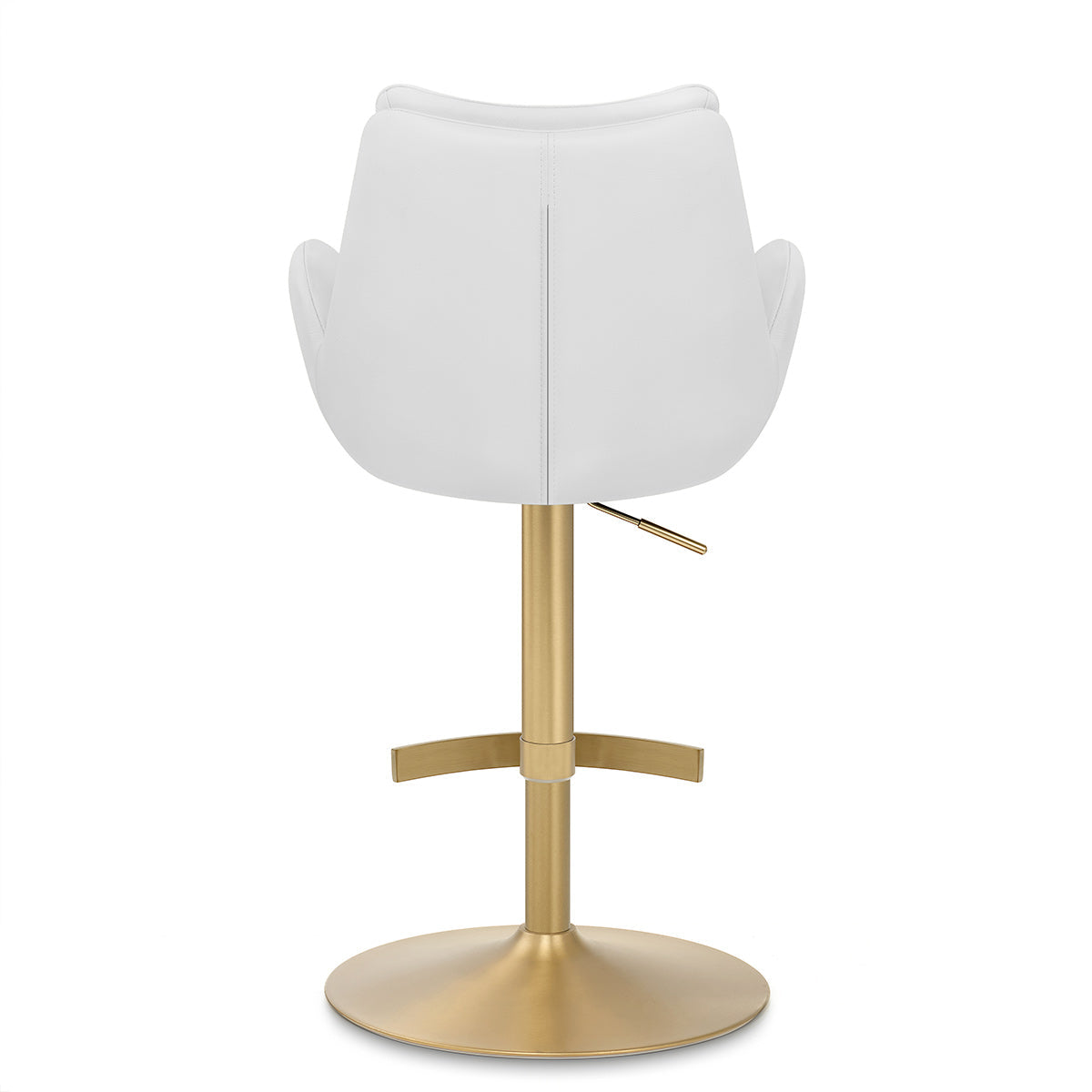 Barhocker Echtleder Gold - Seville Weiß