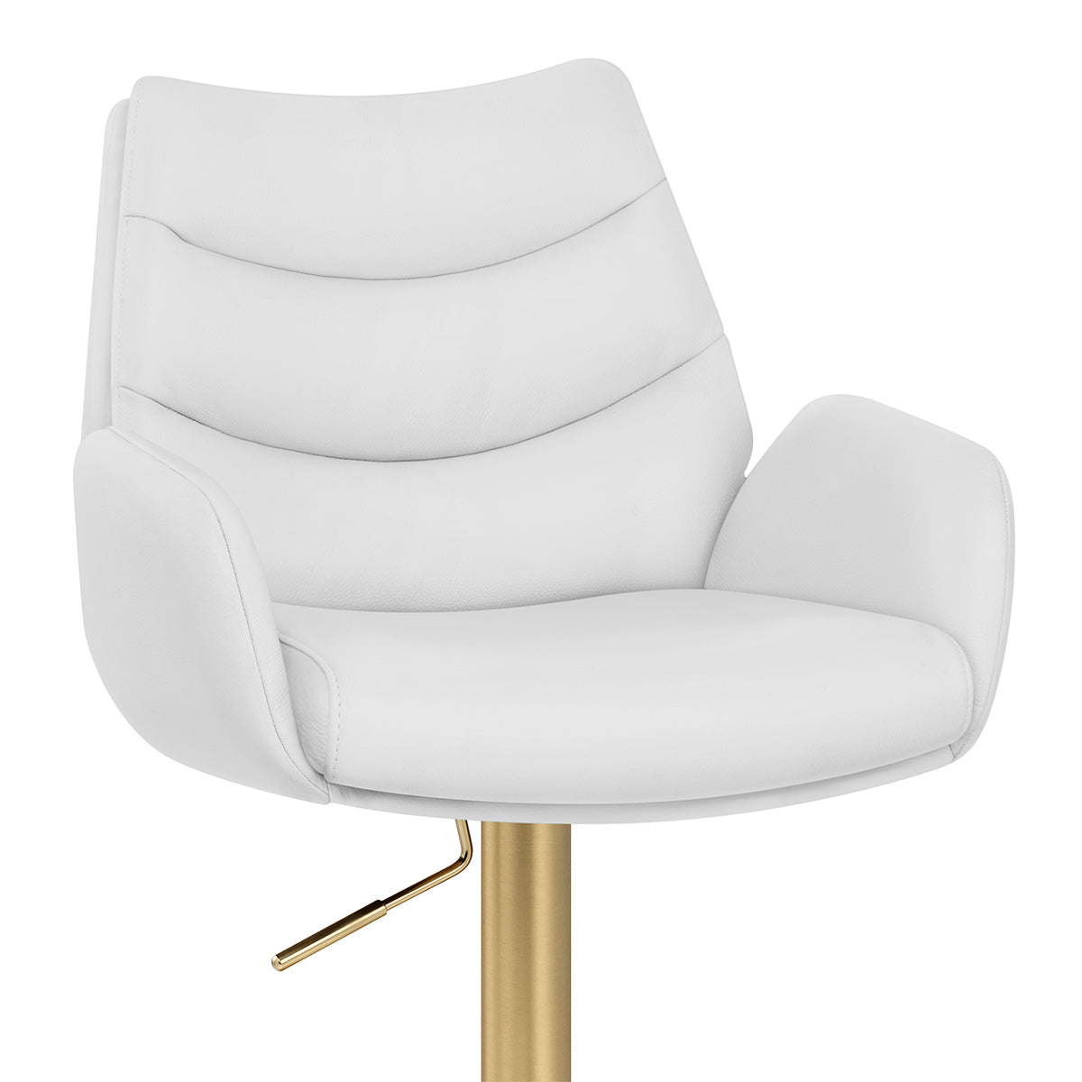 Barhocker Echtleder Gold - Seville Weiß