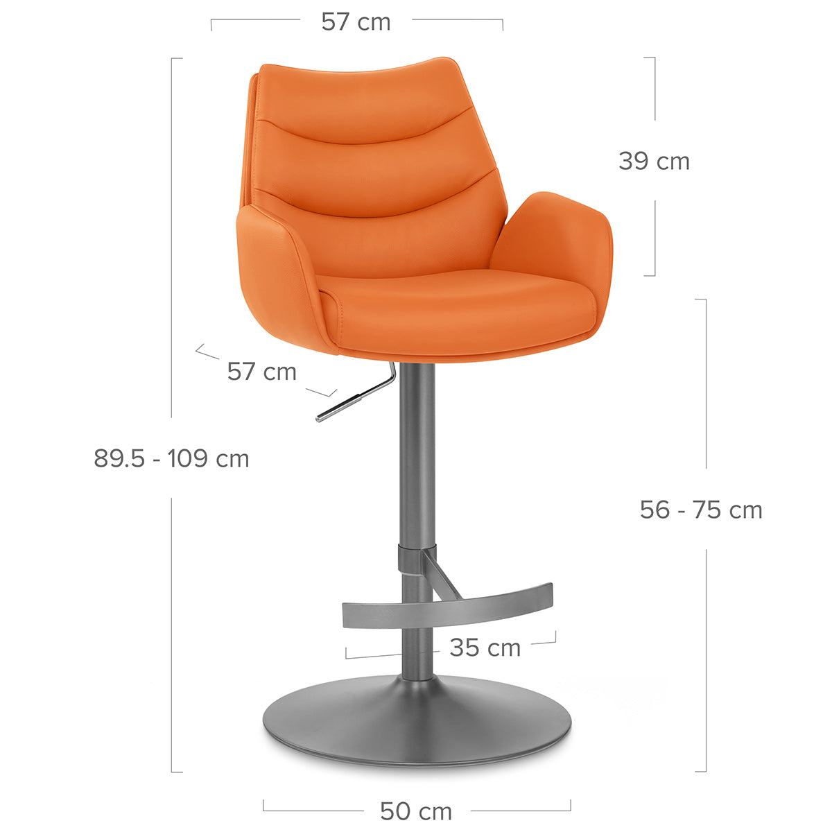 Barhocker Echtleder Graphit - Seville Orange