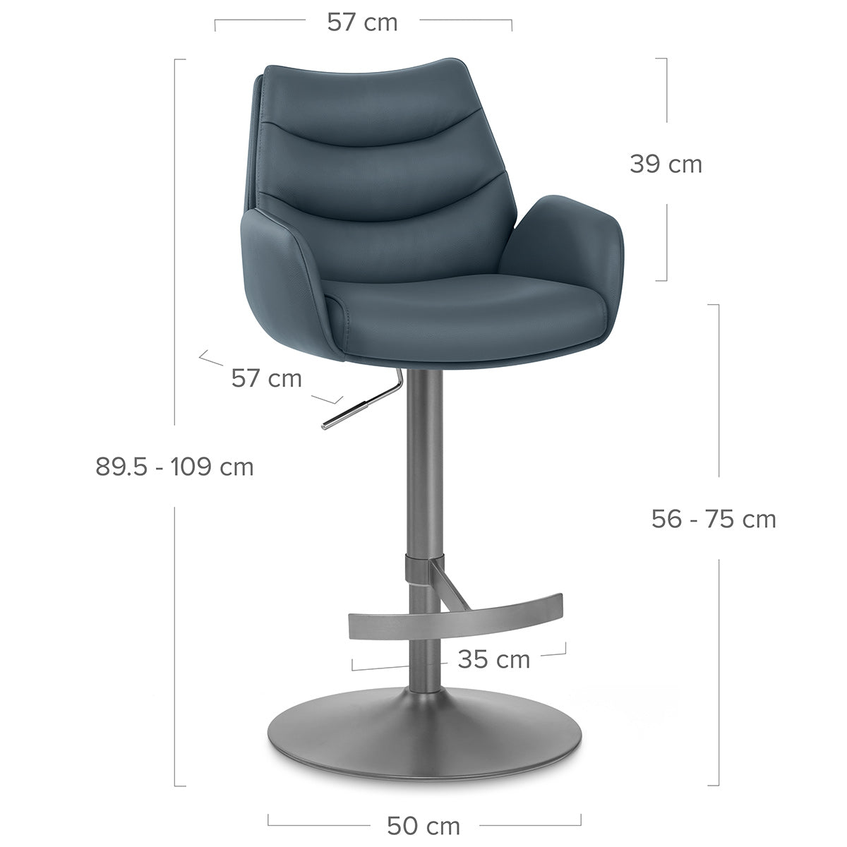 Barhocker Echtleder Graphit - Seville Blau