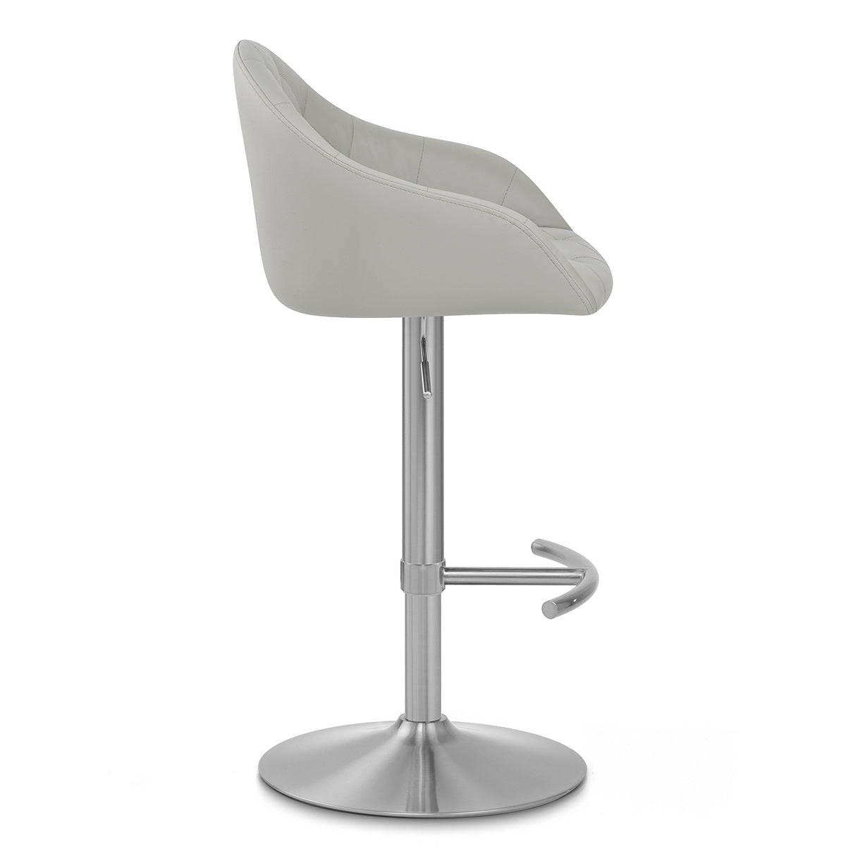 Sgabello Ecopelle Acciaio Spazzolato - Perry Grigio