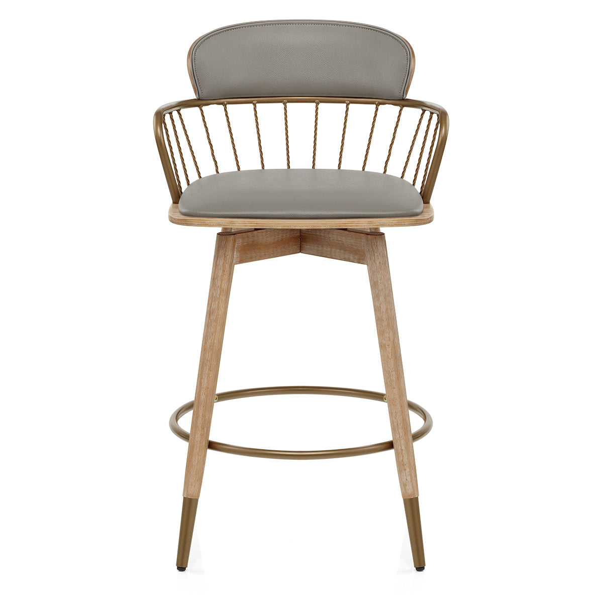 Eichen Barhocker Echtleder - Opera Grau