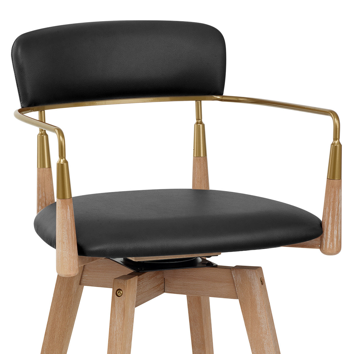 Reed Real Leather Wooden Stool Black