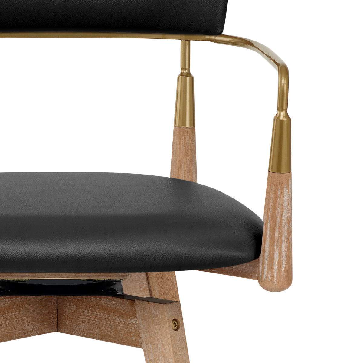 Reed Real Leather Wooden Stool Black