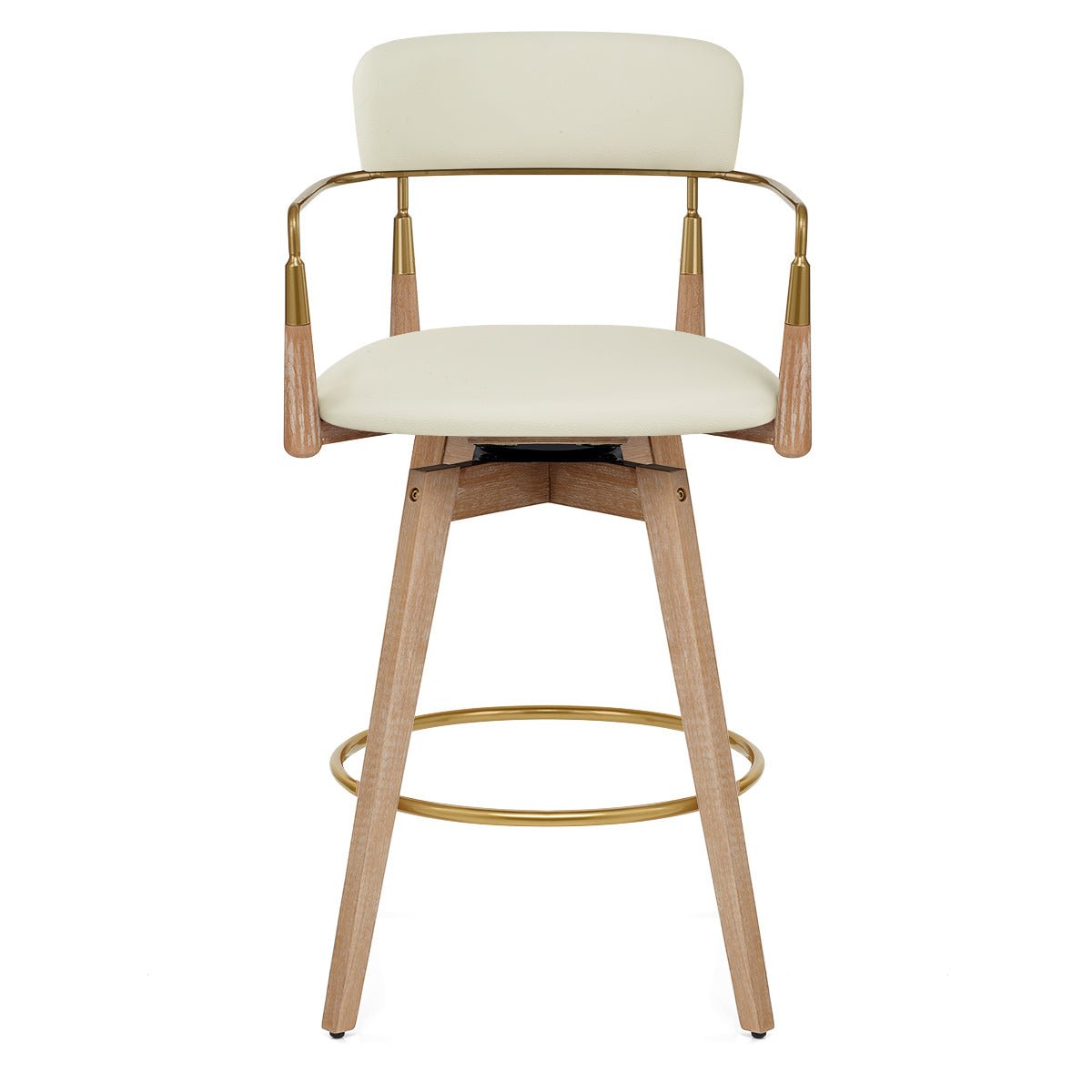 Sgabello Vera Pelle Legno - Reed Crema