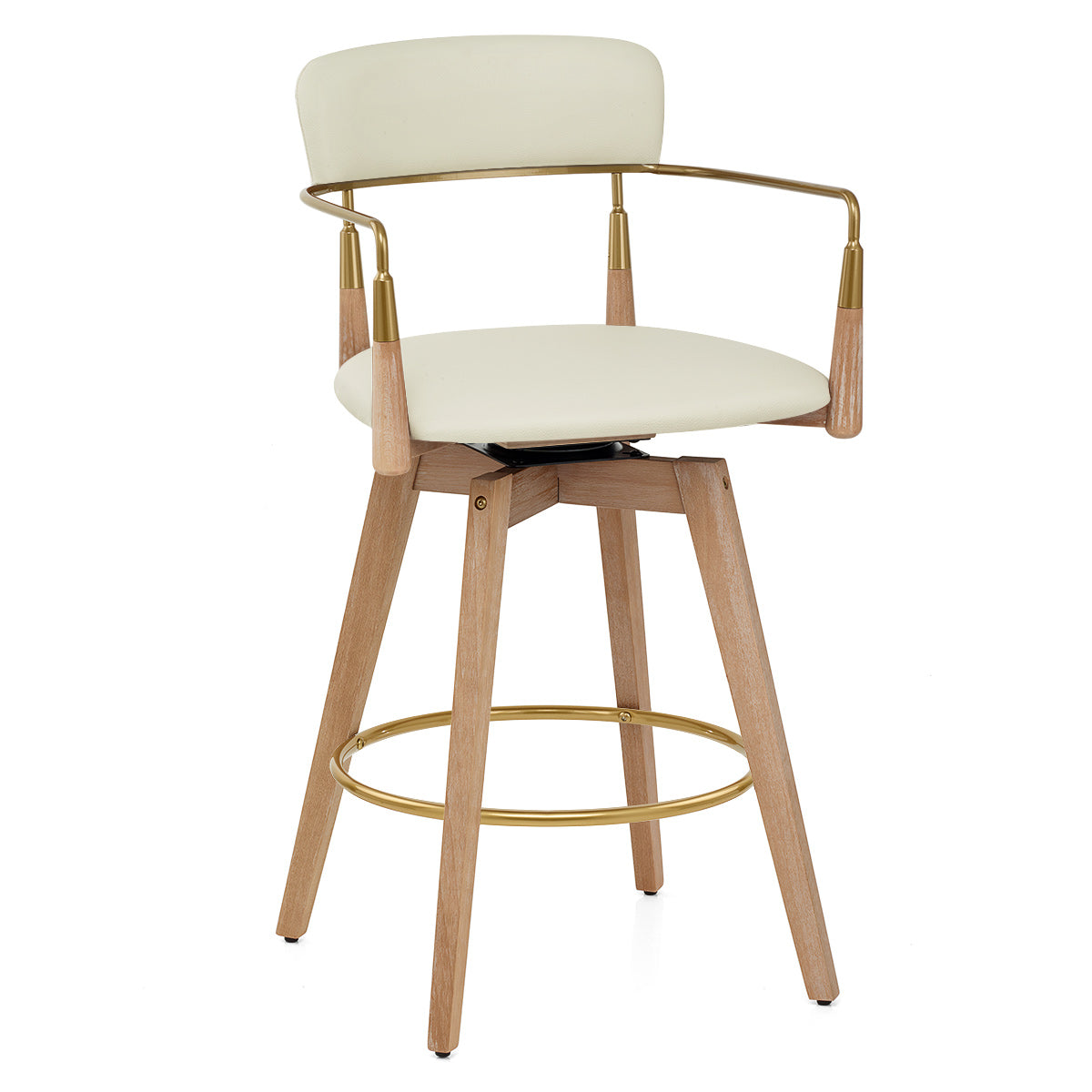 Sgabello Vera Pelle Legno - Reed Crema