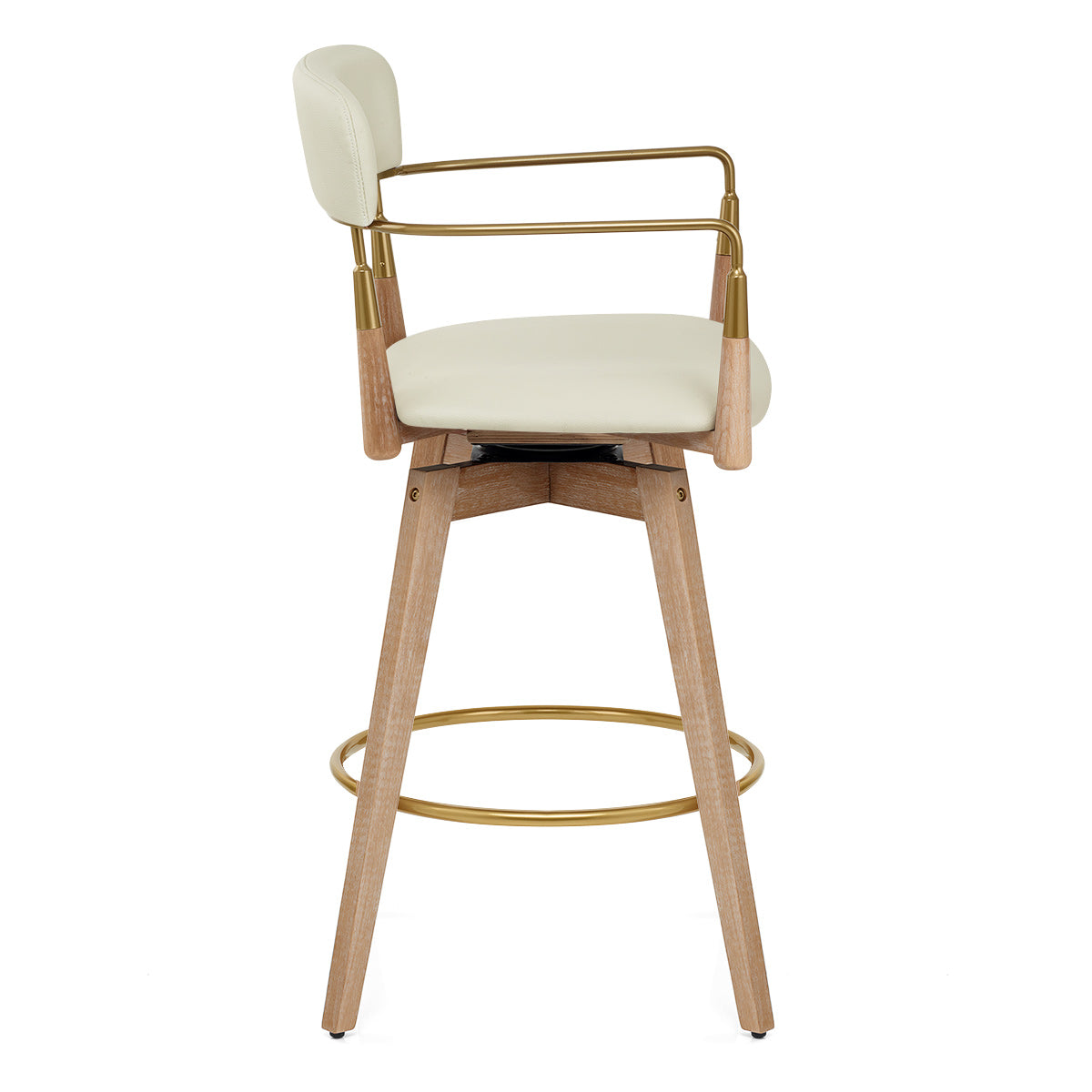 Sgabello Vera Pelle Legno - Reed Crema