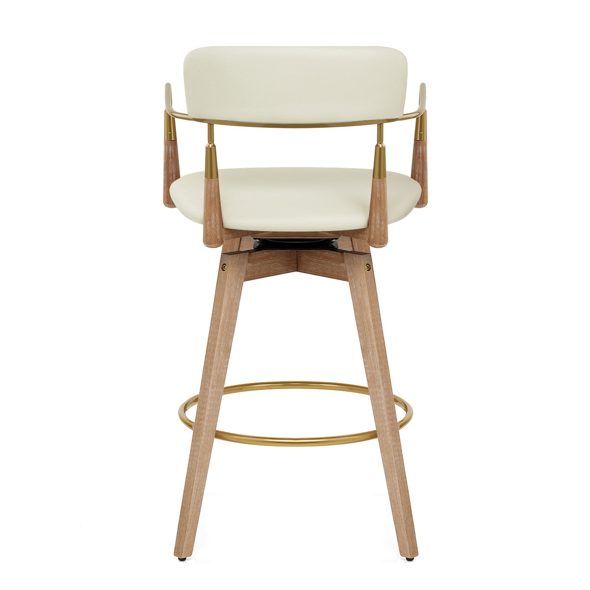 Sgabello Vera Pelle Legno - Reed Crema