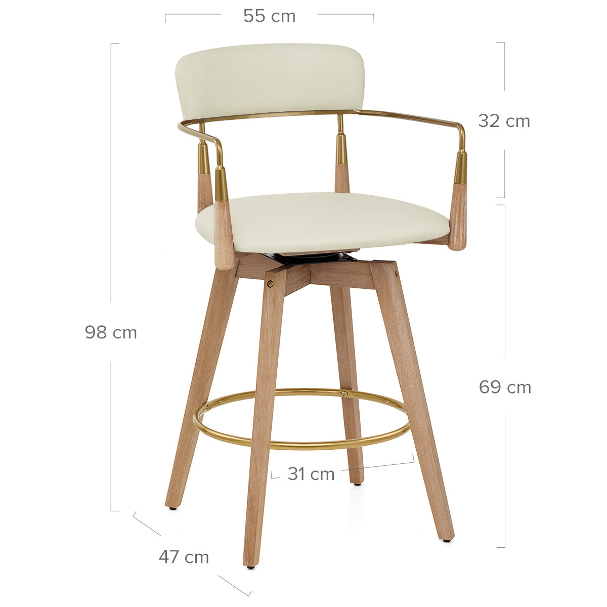 Sgabello Vera Pelle Legno - Reed Crema