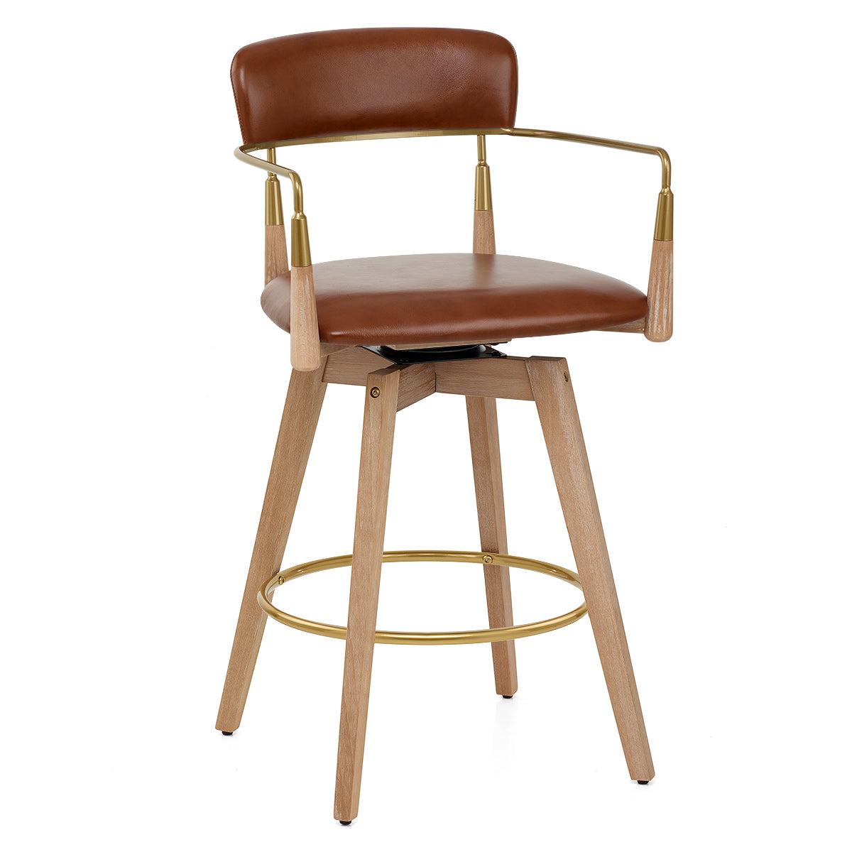 Sgabello Vera Pelle Legno - Reed Cuoio