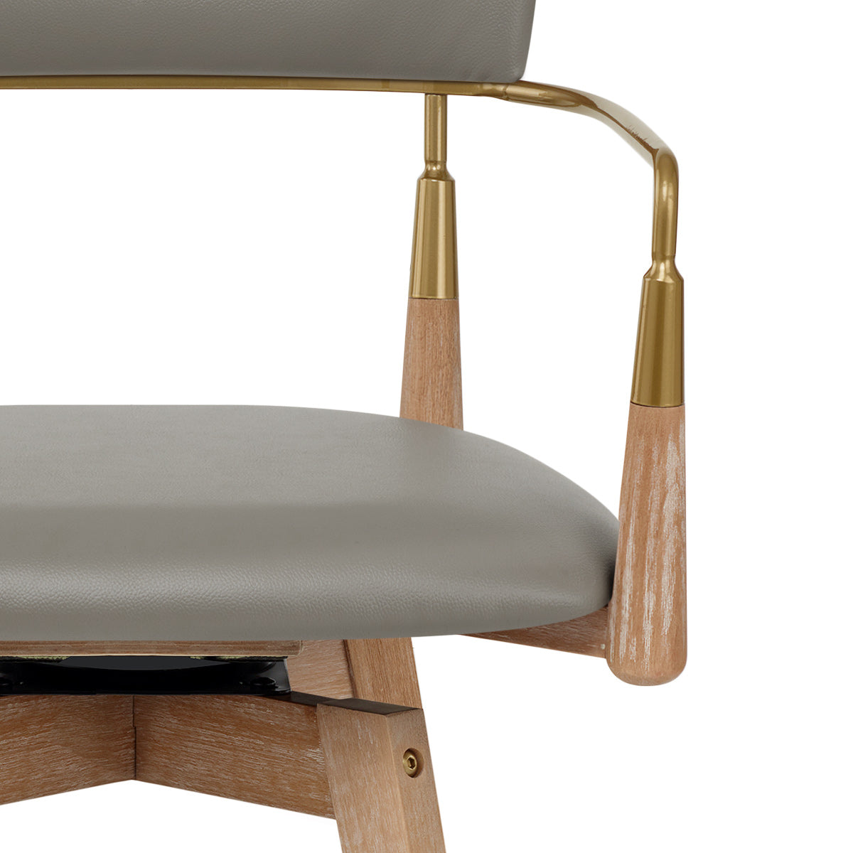Sgabello Vera Pelle Legno - Reed Grigio