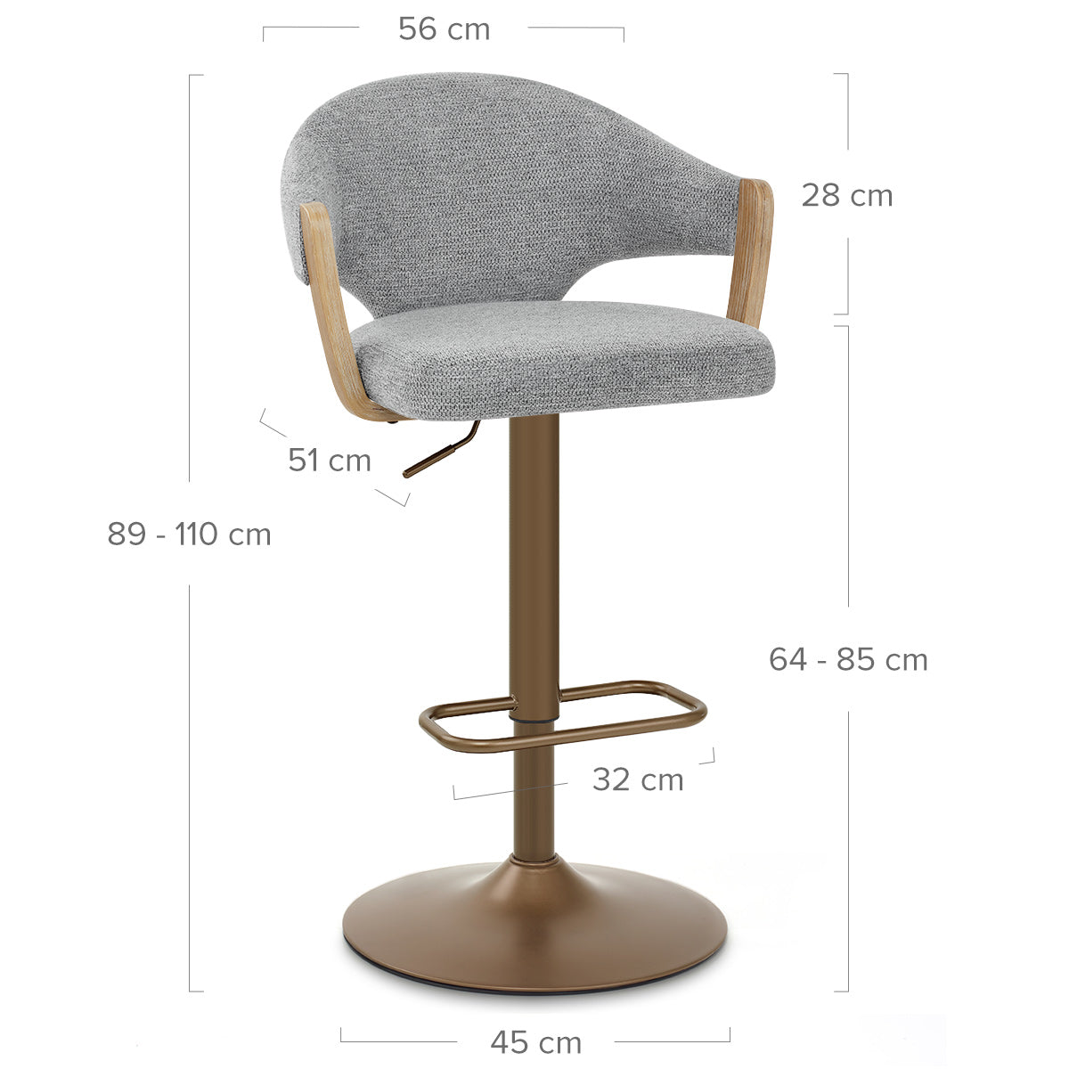 Sgabello Tessuto Rame - Arco Grigio