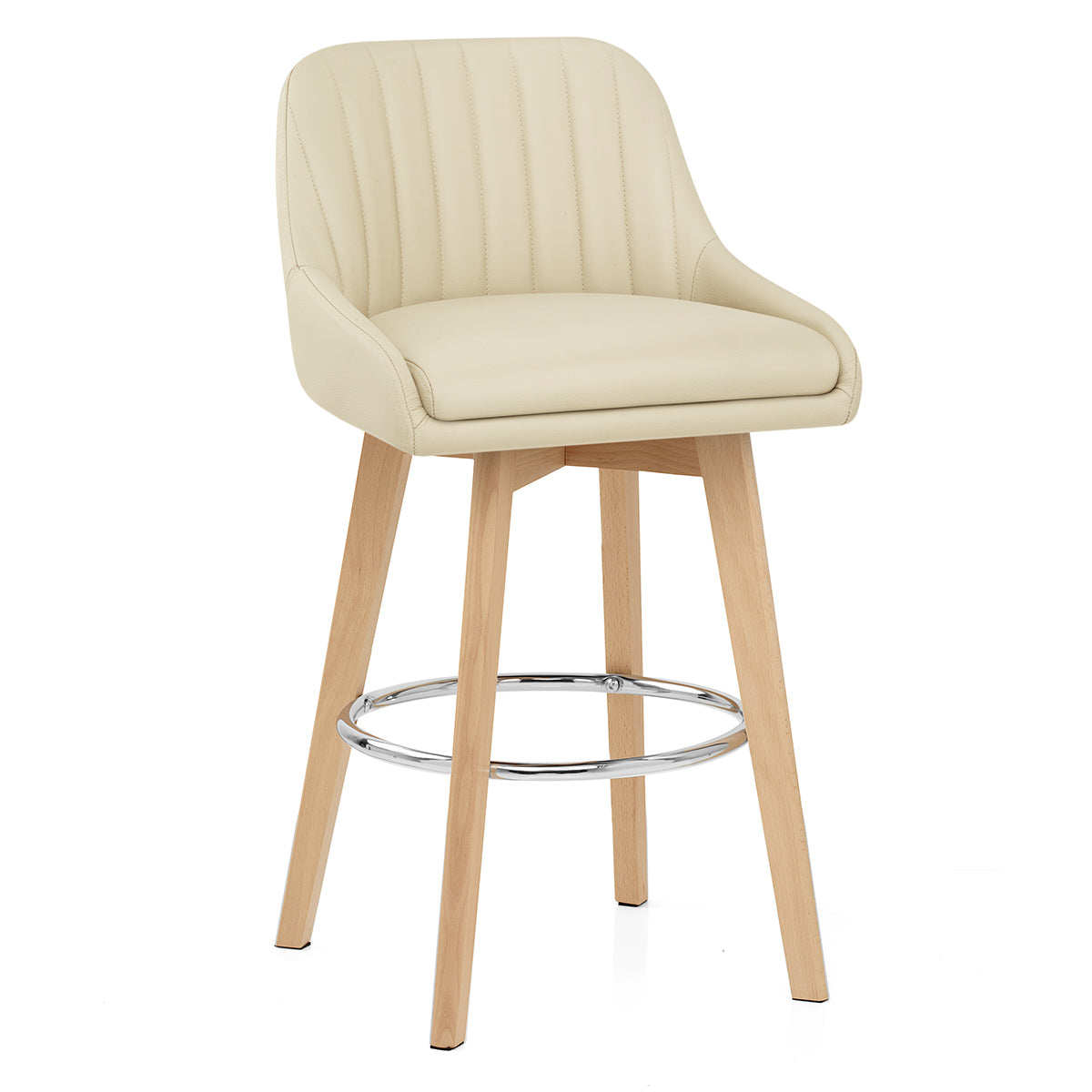 Echtleder Barhocker Eiche - Hamilton Beige