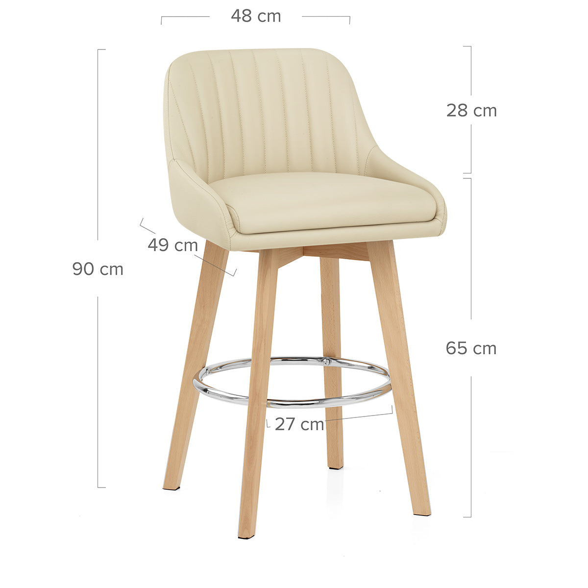 Echtleder Barhocker Eiche - Hamilton Beige
