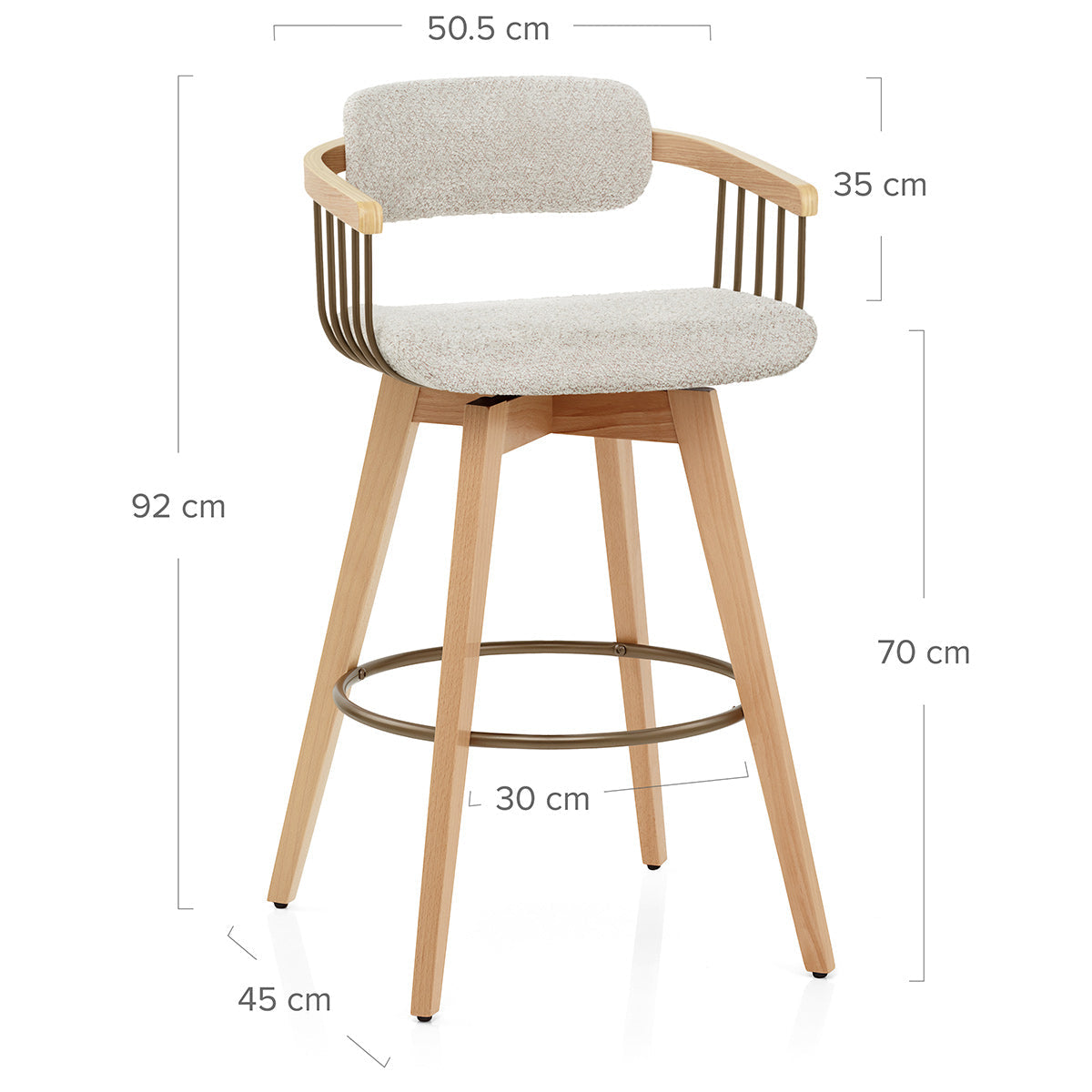 Stoffbarhocker Eiche - Electra Beige