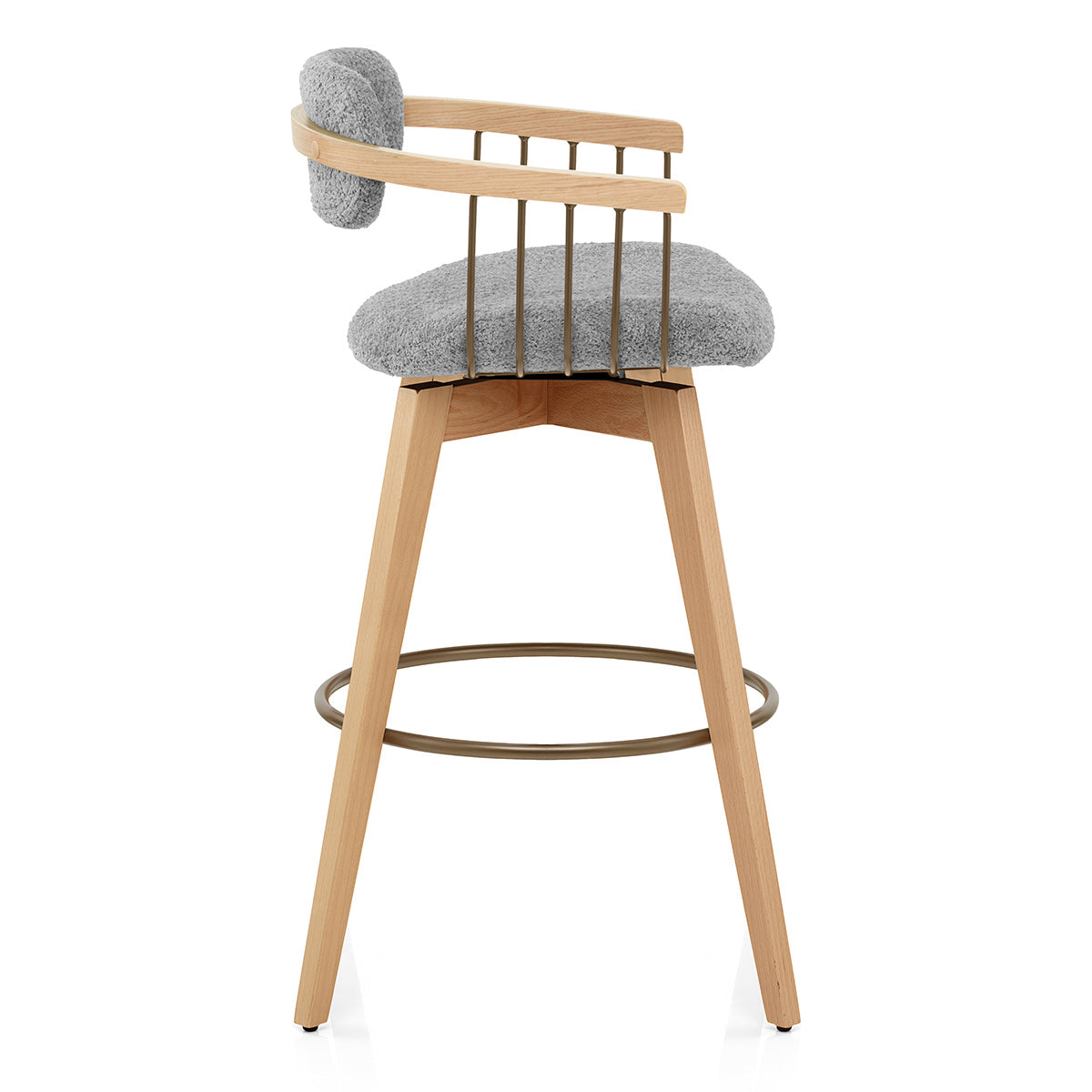 Sgabello Bouclé Quercia - Electra Grigio Chiaro