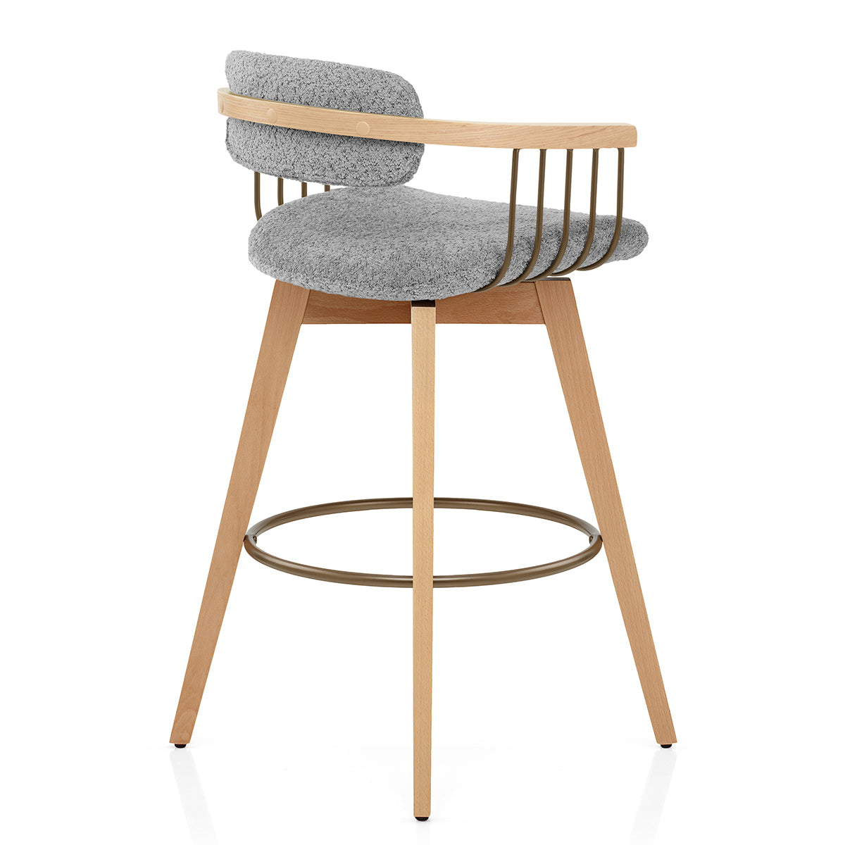 Sgabello Bouclé Quercia - Electra Grigio Chiaro