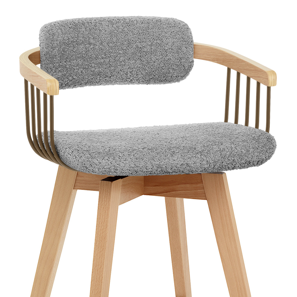 Sgabello Bouclé Quercia - Electra Grigio Chiaro