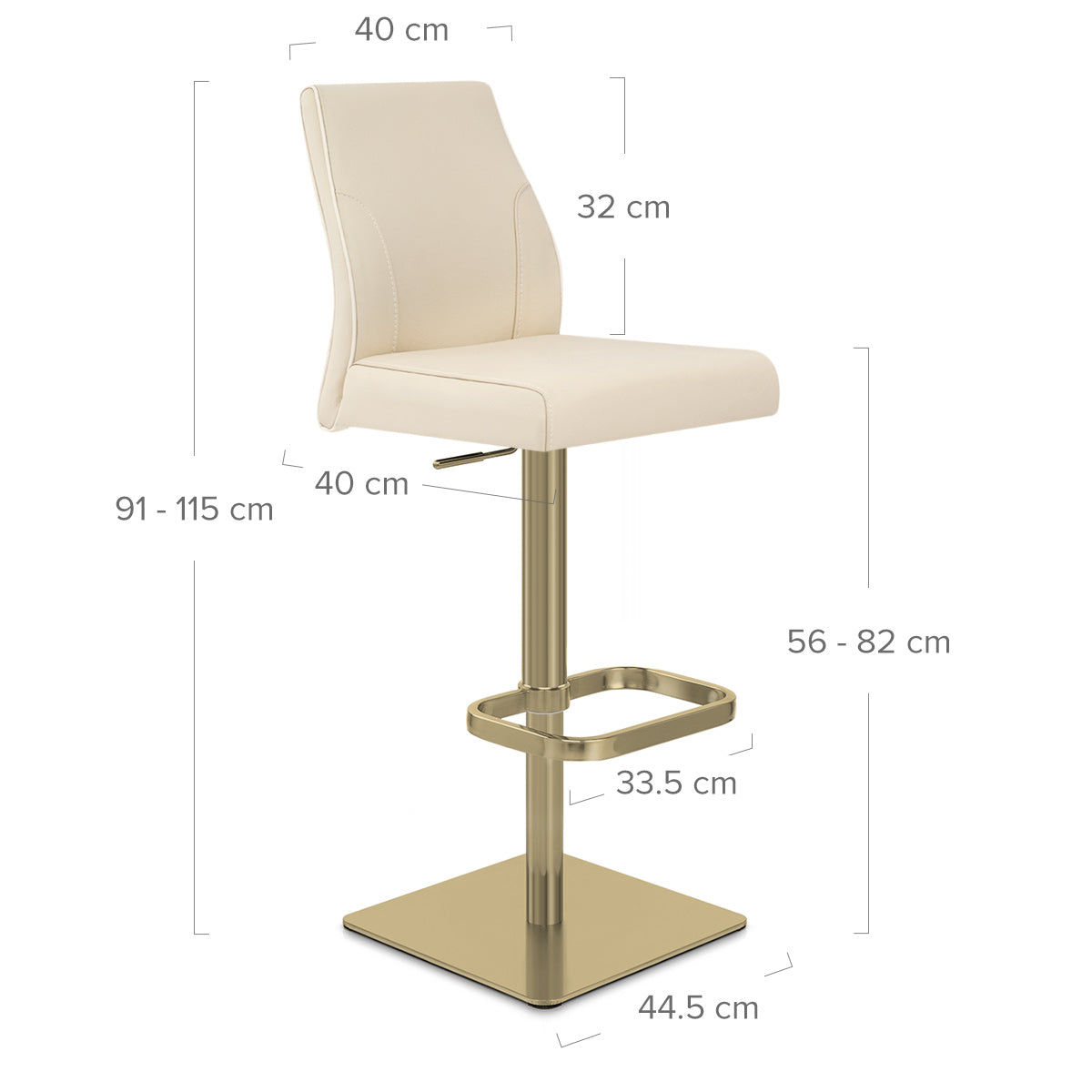 Echtleder Barhocker Gold - Martello Beige