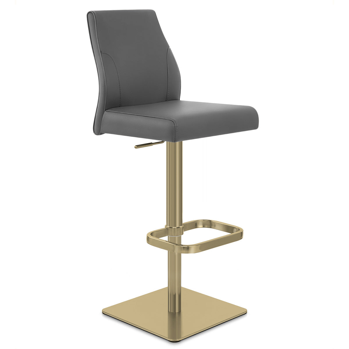 Echtleder Barhocker Gold - Martello Grau