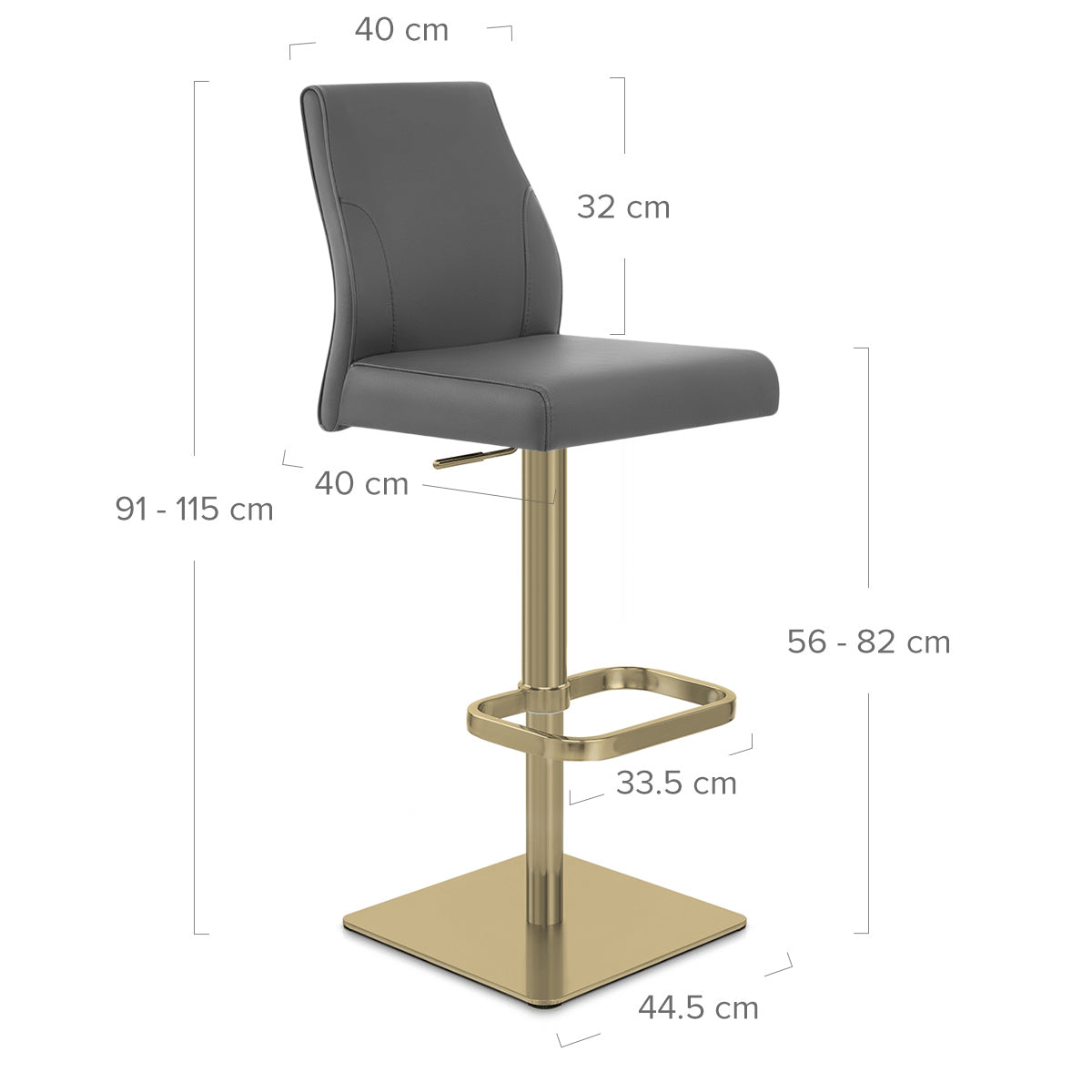 Echtleder Barhocker Gold - Martello Grau