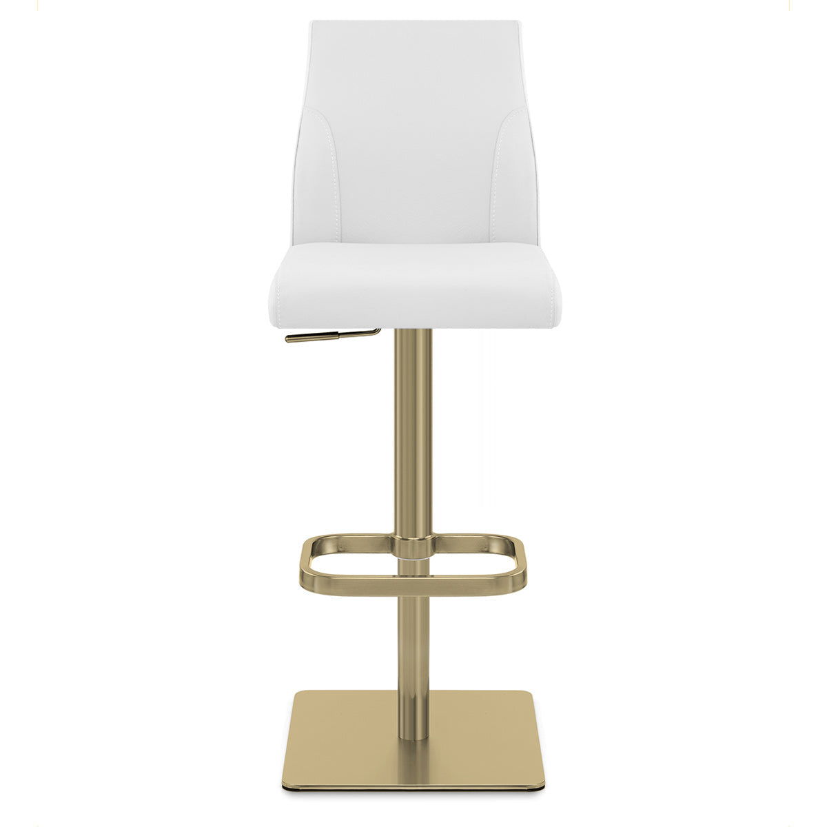 Echtleder Barhocker Gold - Martello Weiß