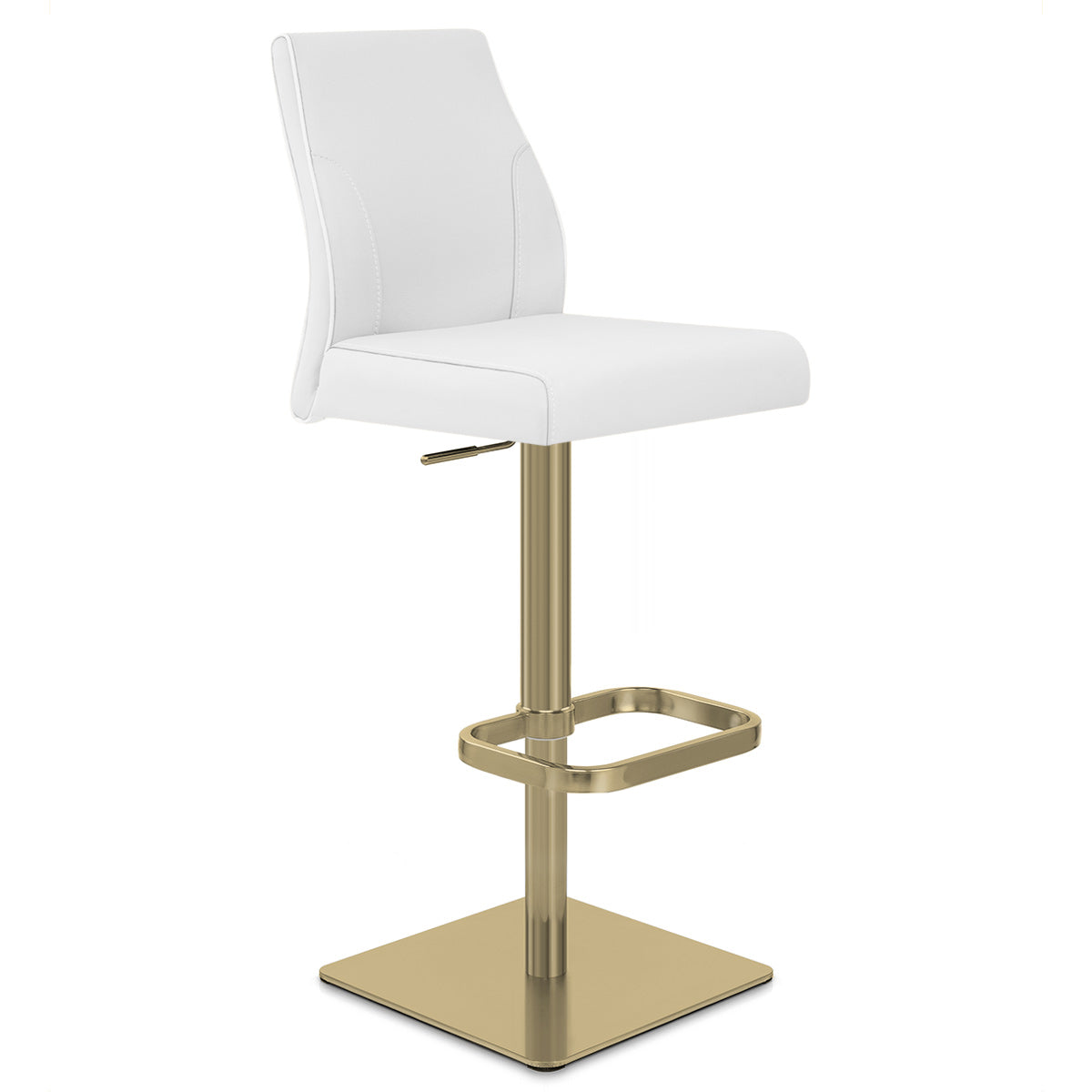Echtleder Barhocker Gold - Martello Weiß