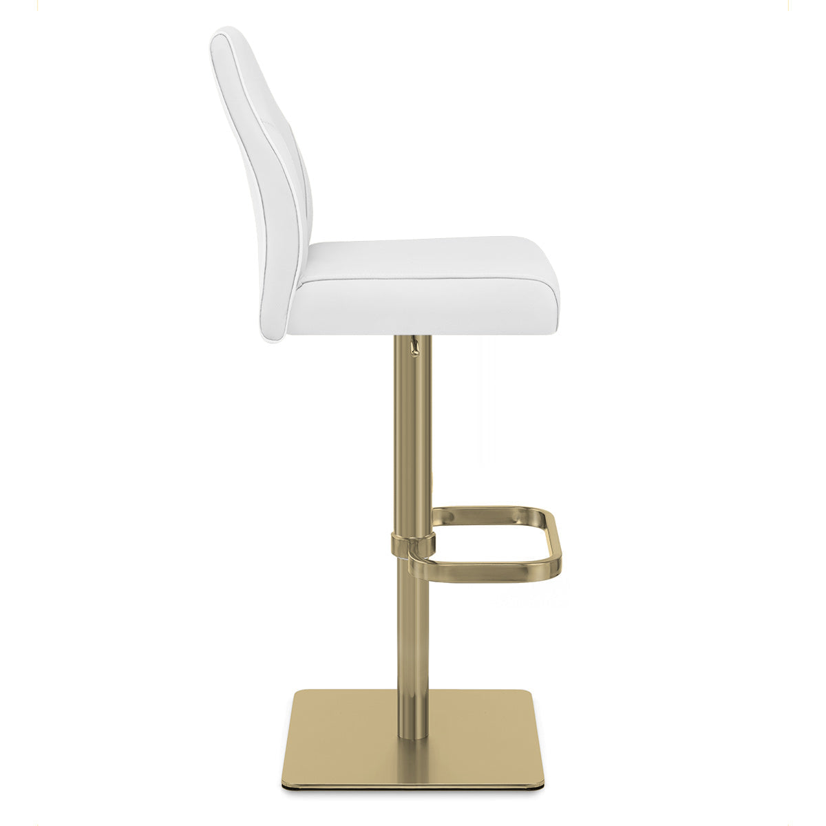 Echtleder Barhocker Gold - Martello Weiß