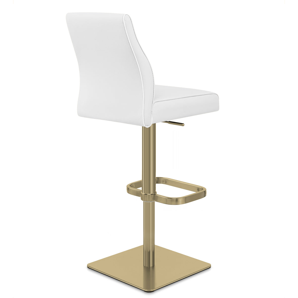 Echtleder Barhocker Gold - Martello Weiß