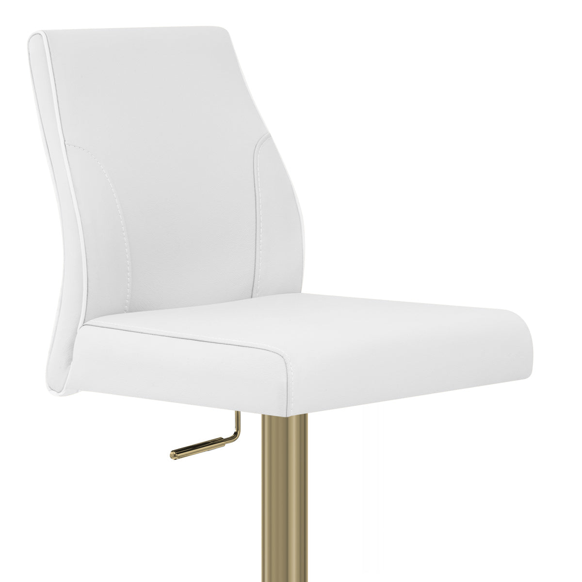 Echtleder Barhocker Gold - Martello Weiß