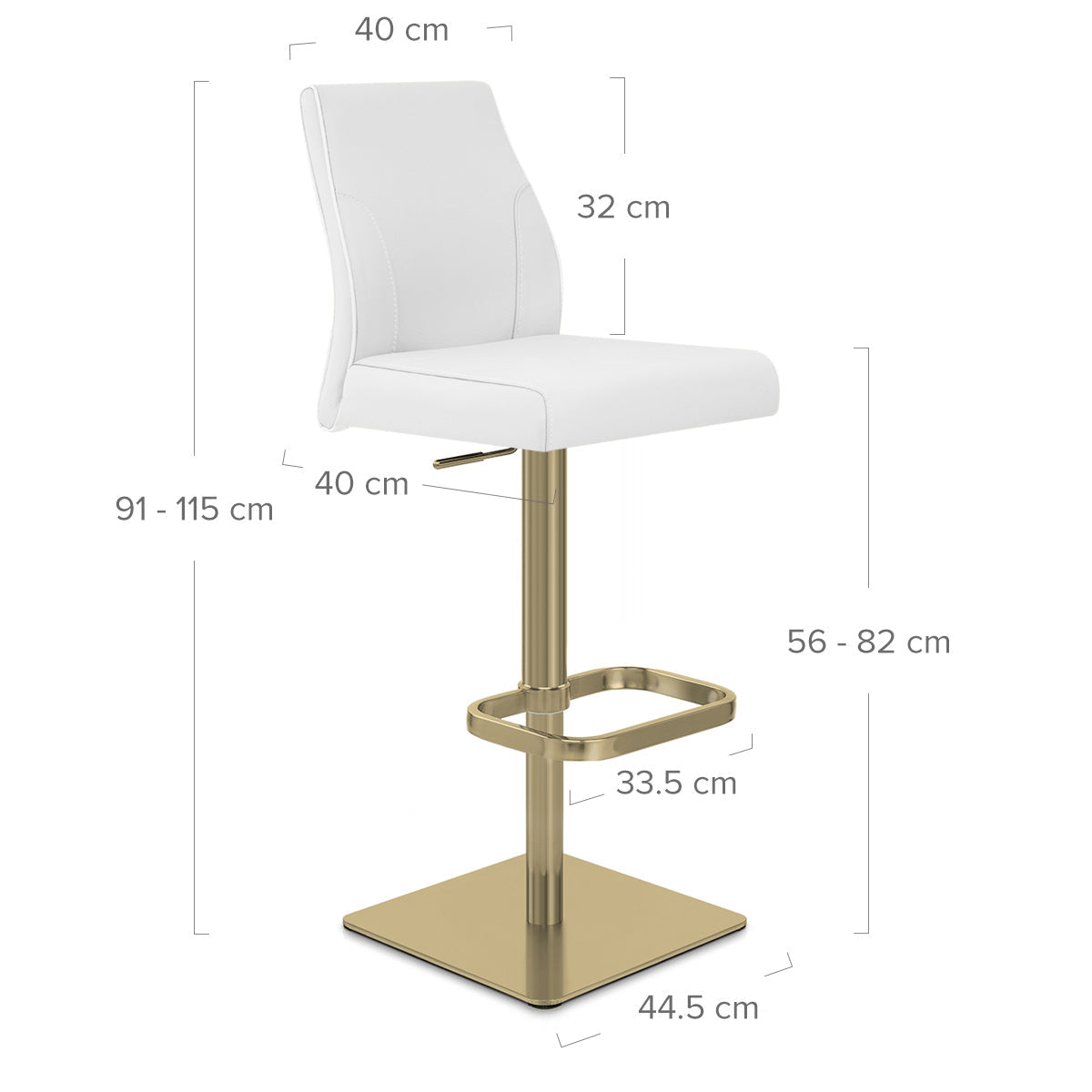 Echtleder Barhocker Gold - Martello Weiß